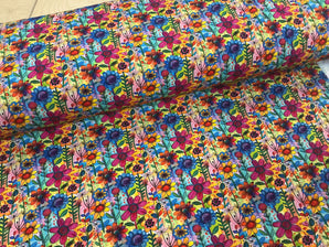 PRE ORDER Rainbow Petal Party Cotton Jersey Fabric - DUE IN STOCK MID JUNE