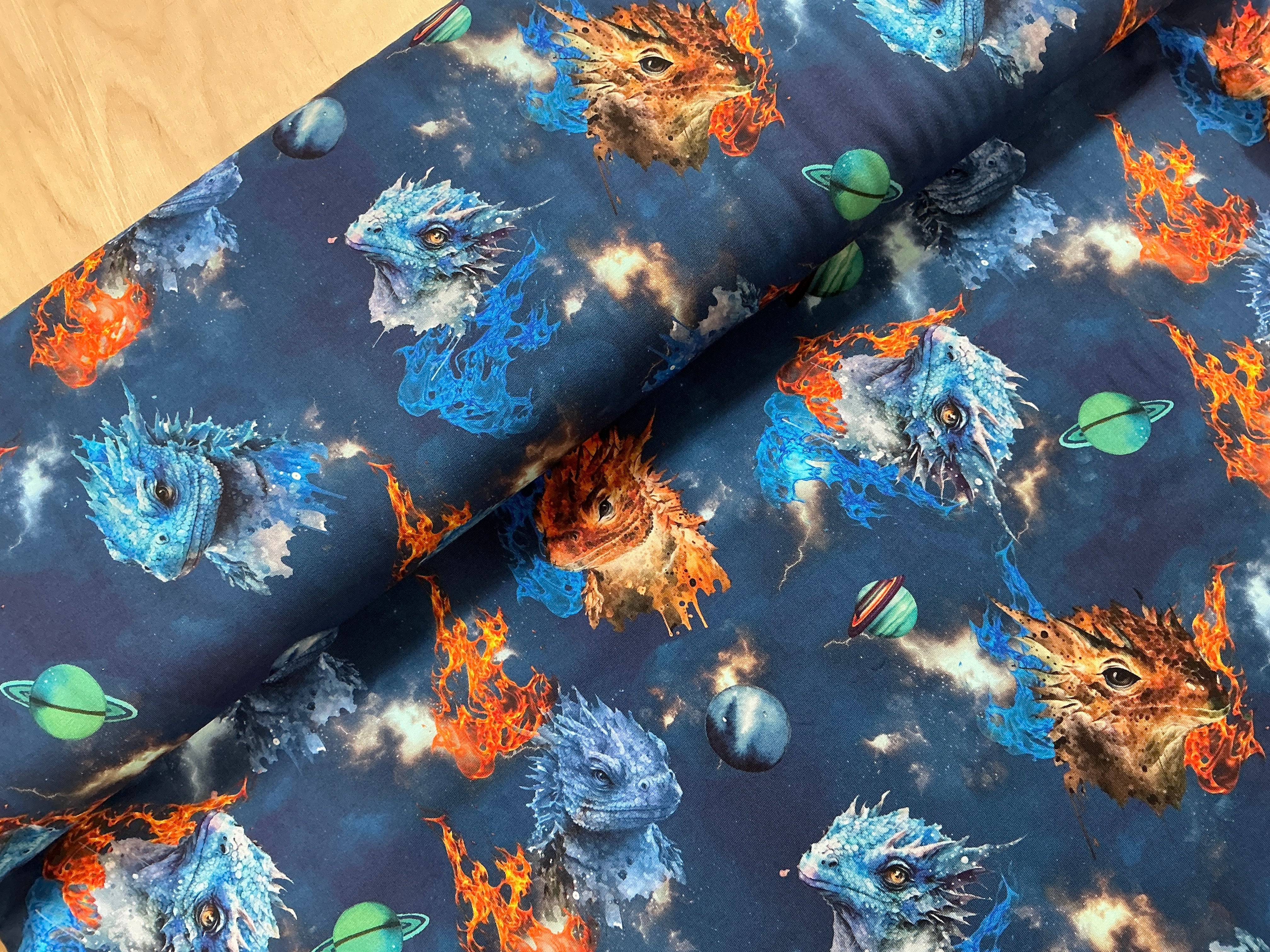 Space Dragons Cotton Jersey