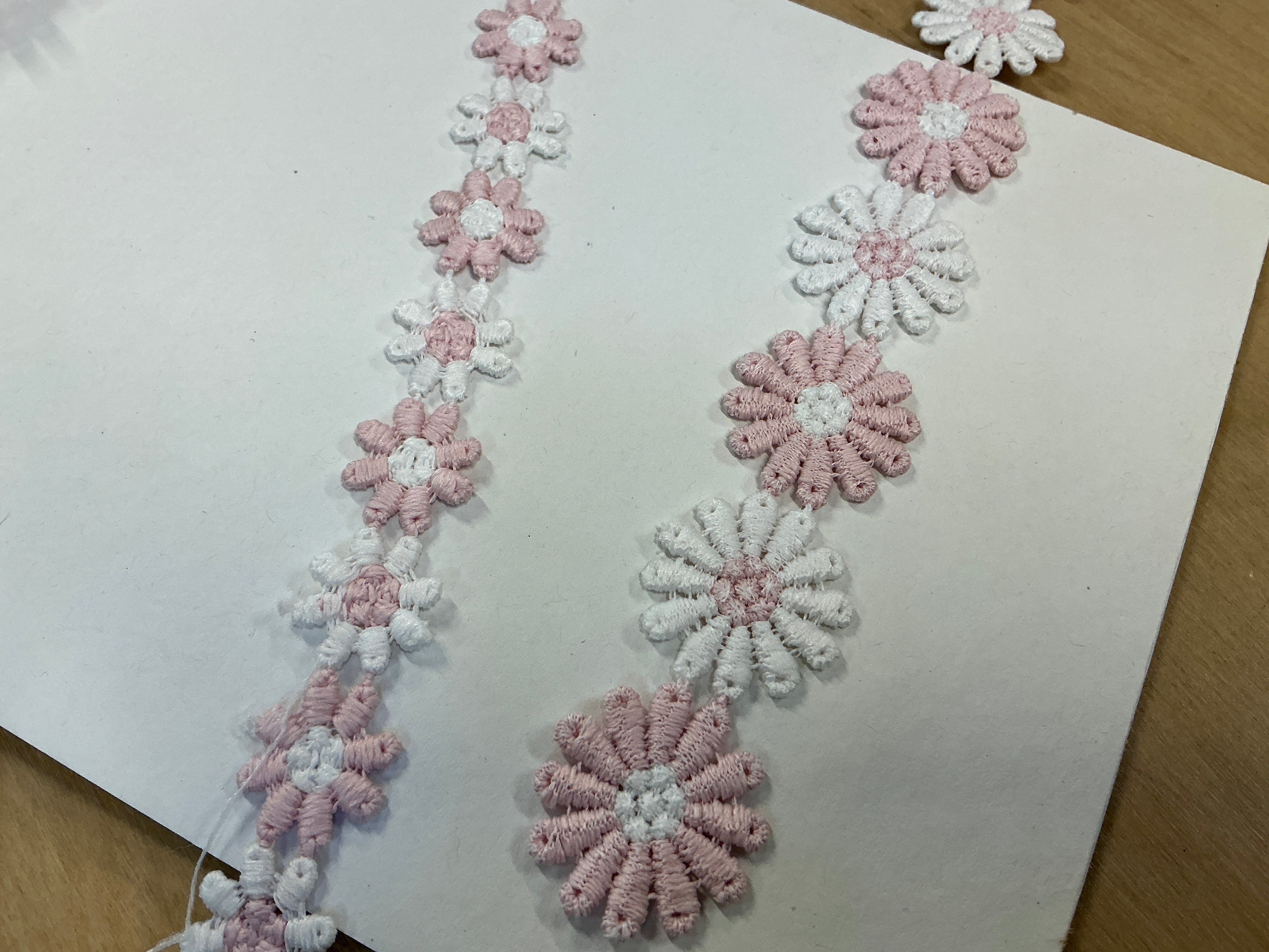 Pink and White Decorative Daisy Trim