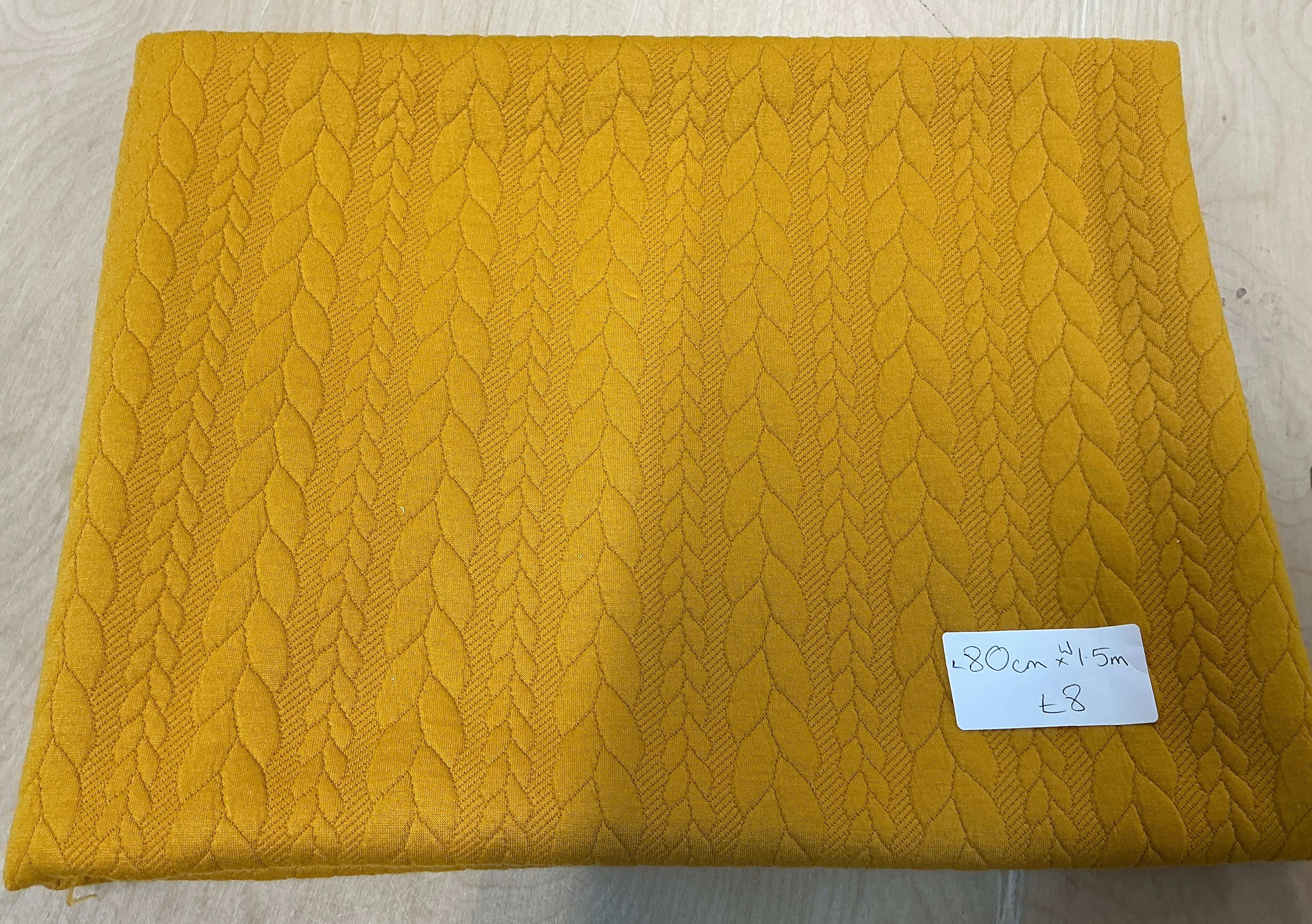 REMNANT  -  L80cm x W1.5m Golden Yellow Cable Knit Jacquard