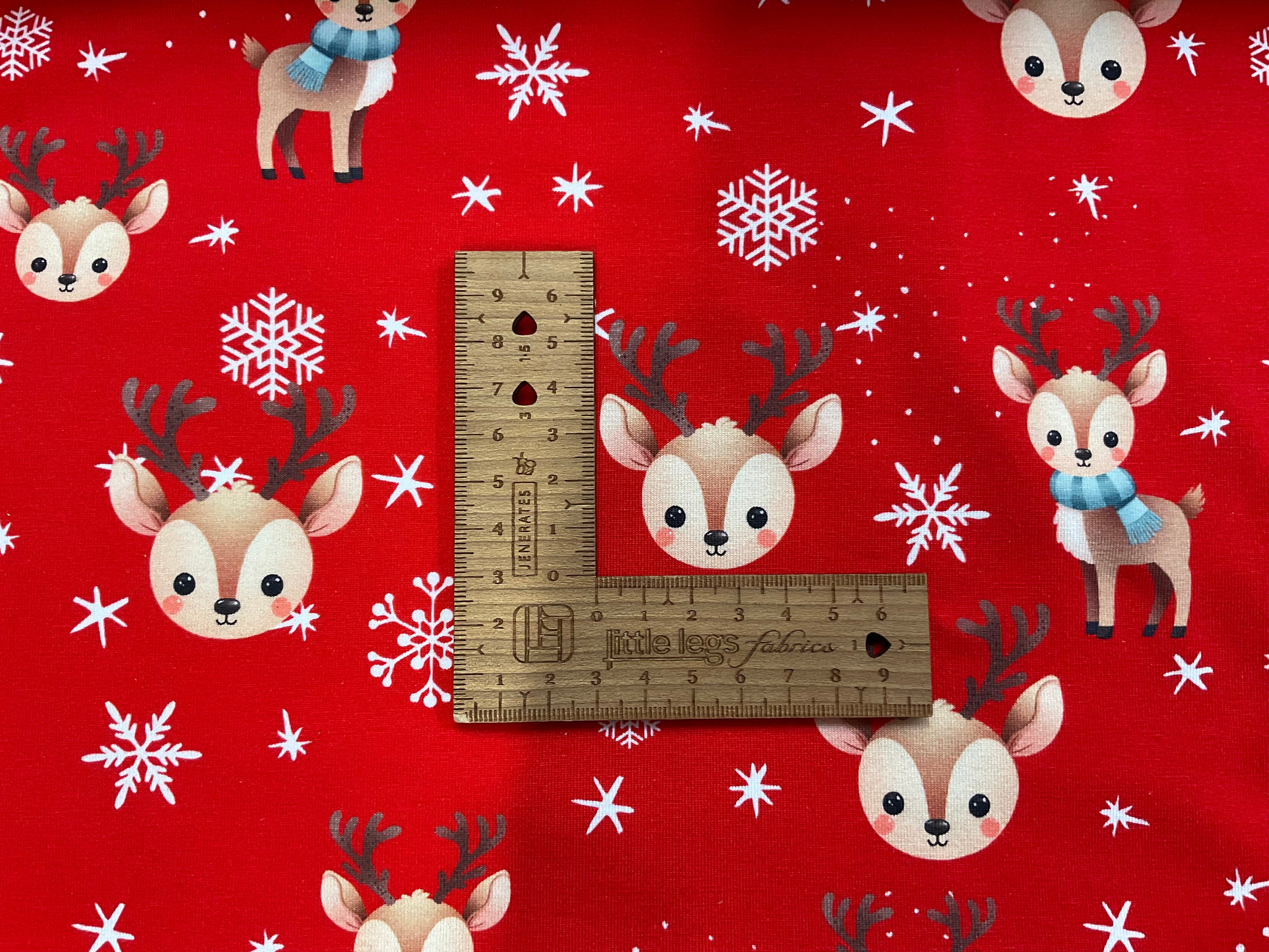 Cute Reindeer Red Cotton Jersey Fabric