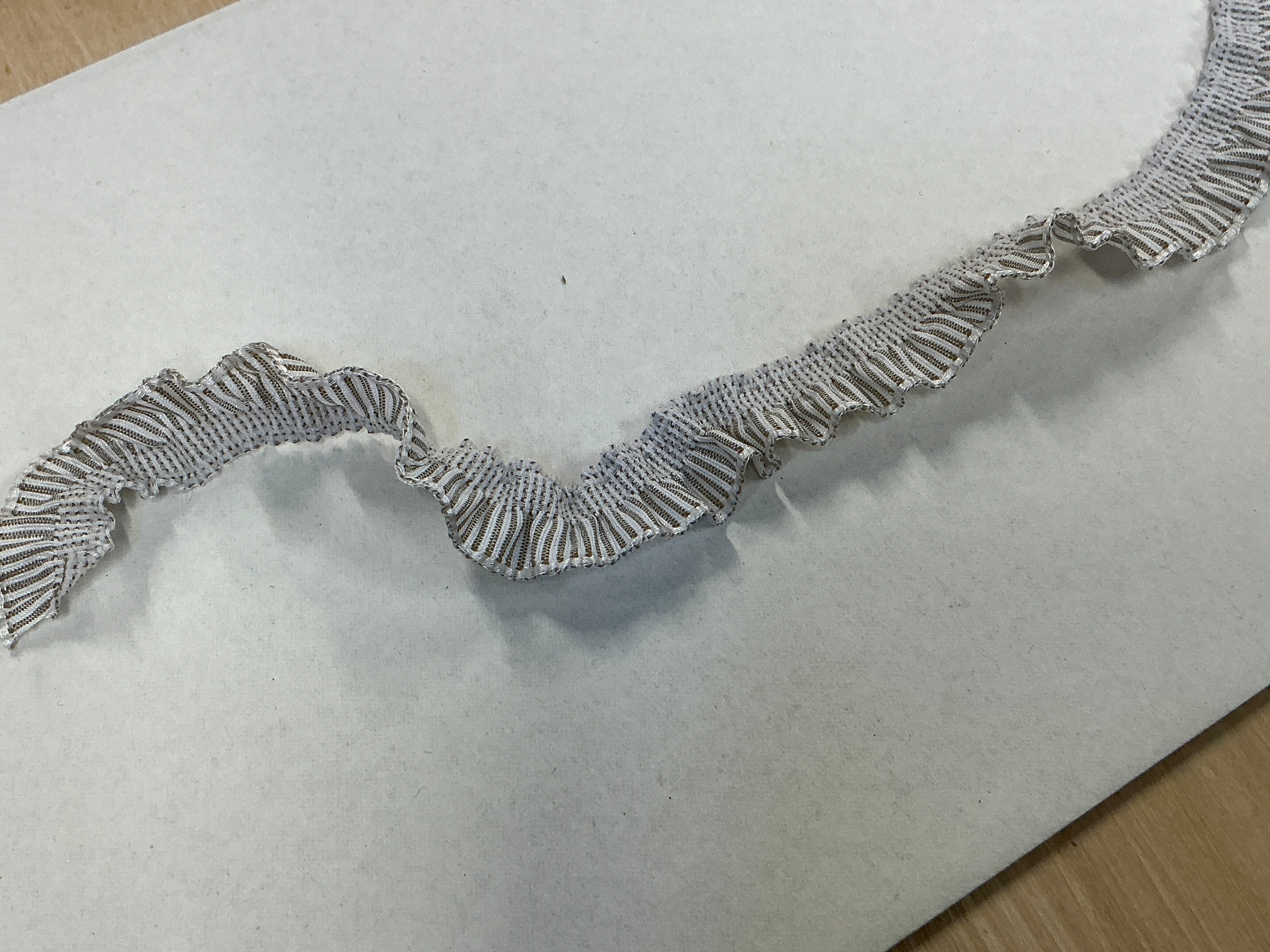 15mm Beige and Cream Elasticated Ruffle Trim