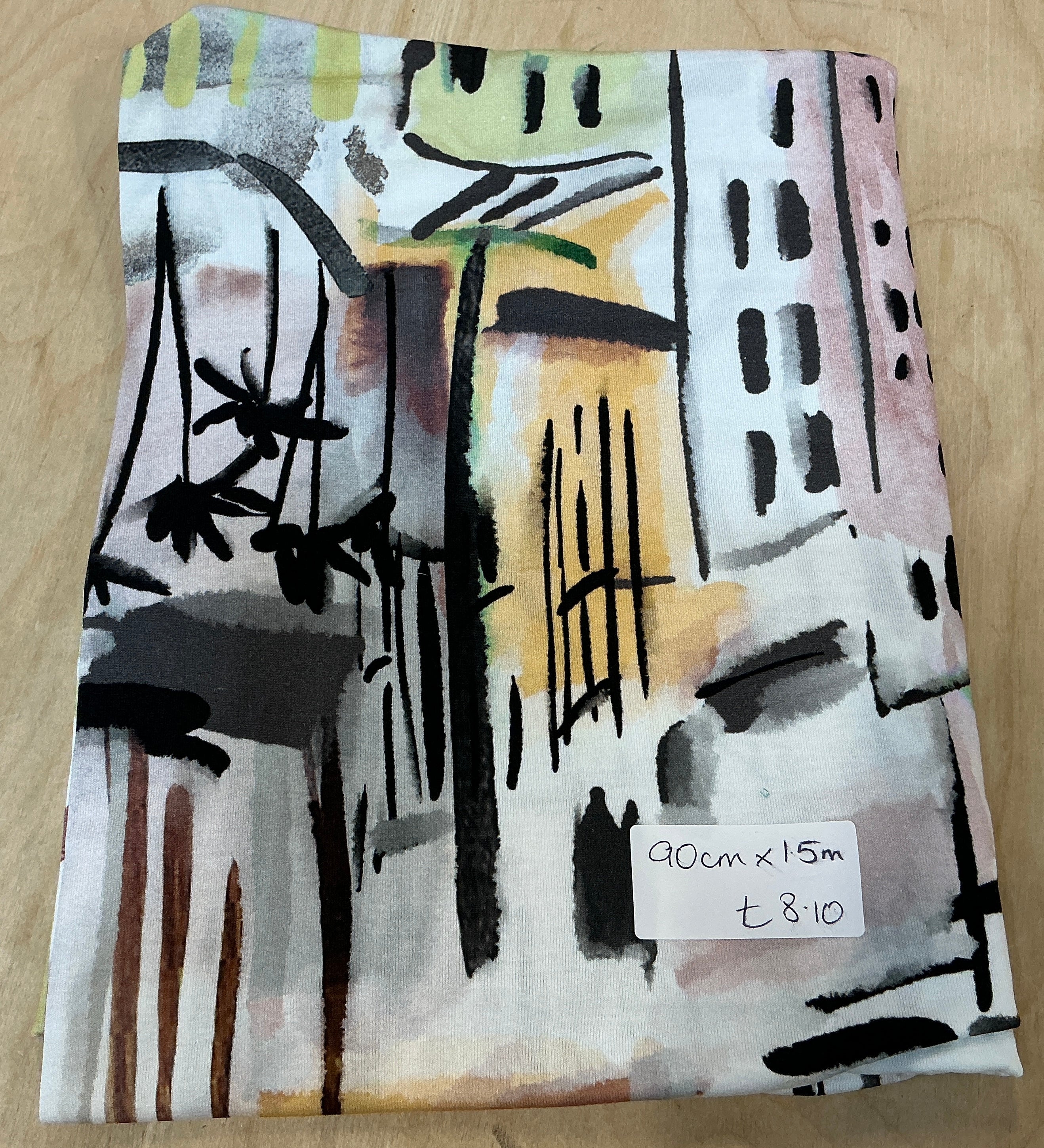 Remnant - L90cm x W1.5m Abstract Village Viscose Jersey