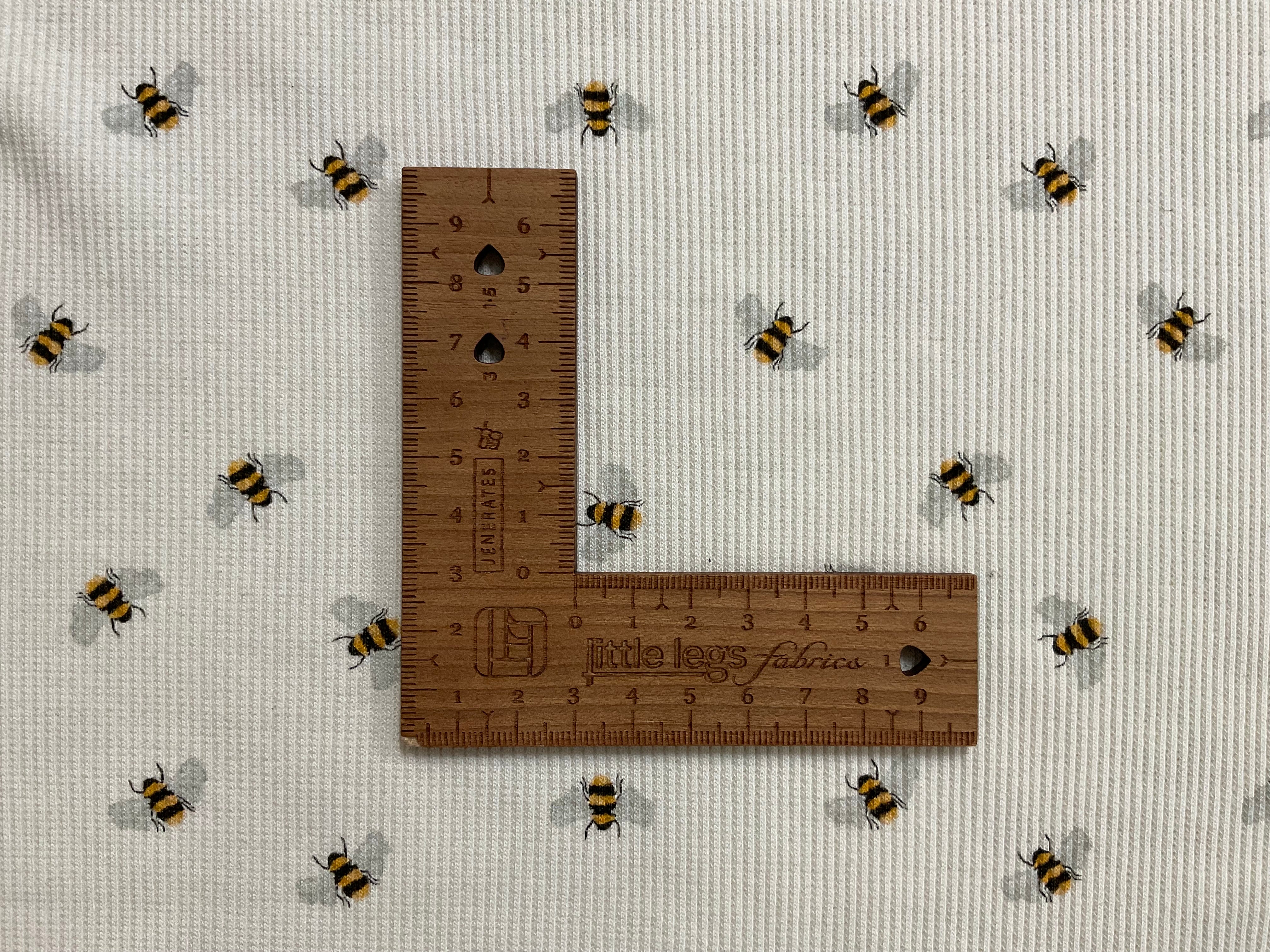 Bumble Bees on Cream Ribbed Cotton Jersey