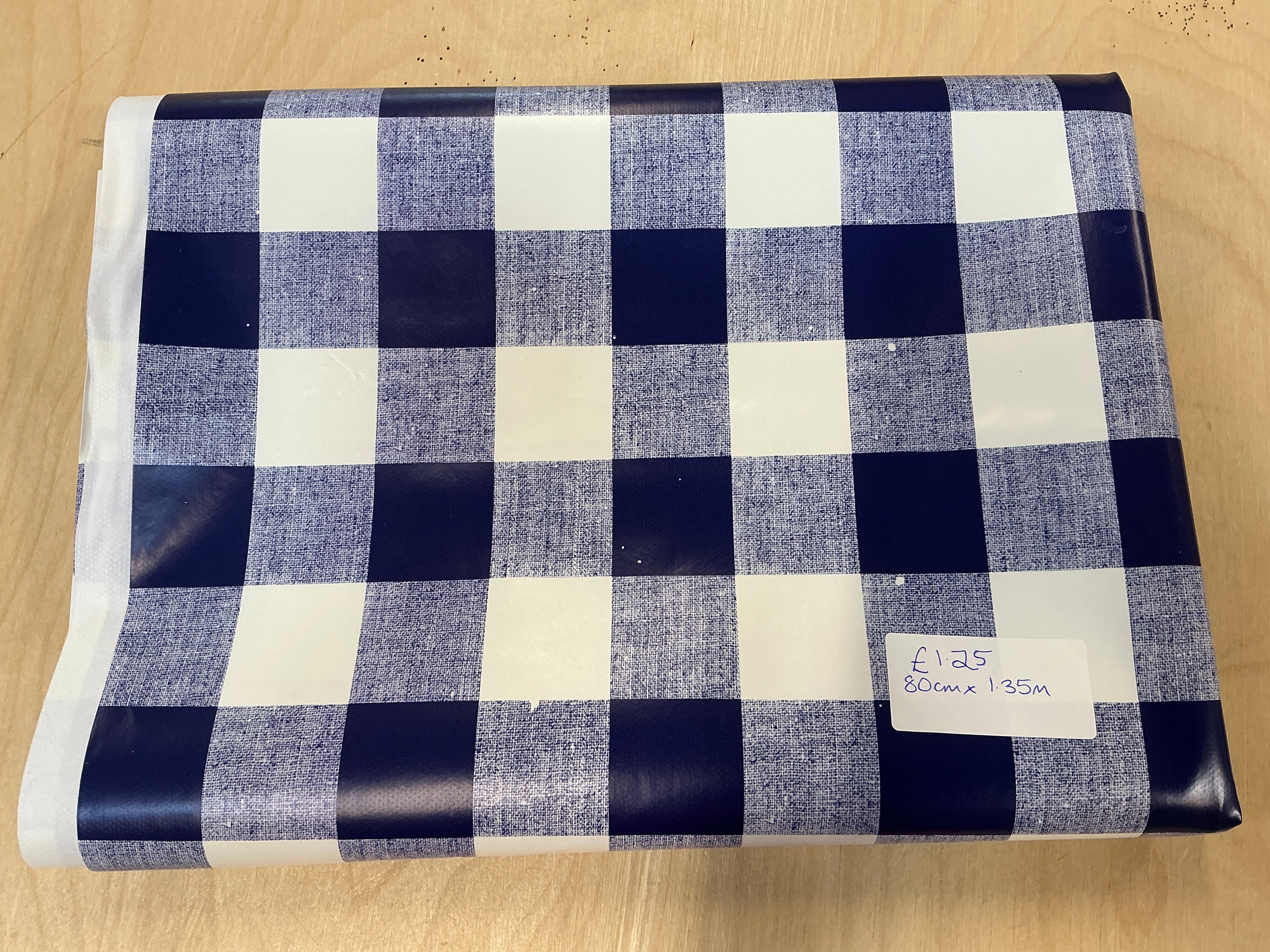REMNANT  - (MARKED) L80cm x W1.35m PVC Navy Gingham