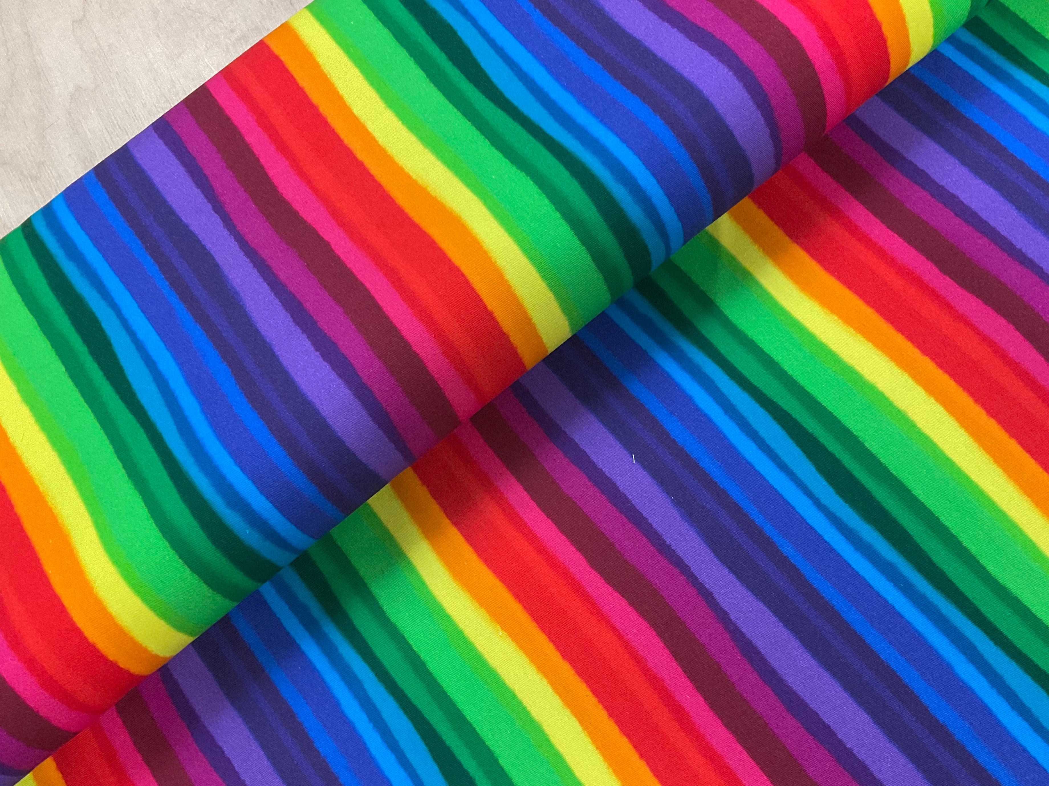 Wiggly Rainbow Stripe Cotton Canvas Twill