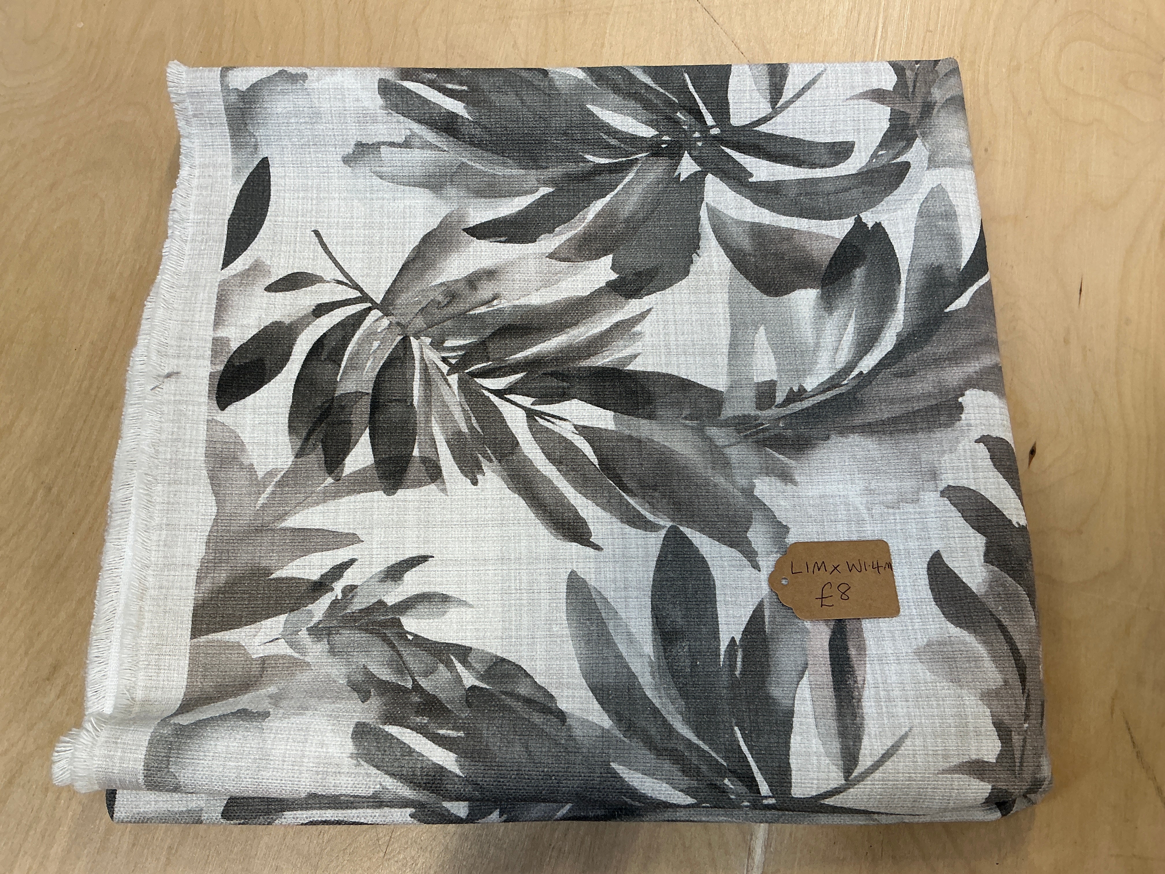 REMNANT L1M x W1.4M Charcoal Leaf Canvas