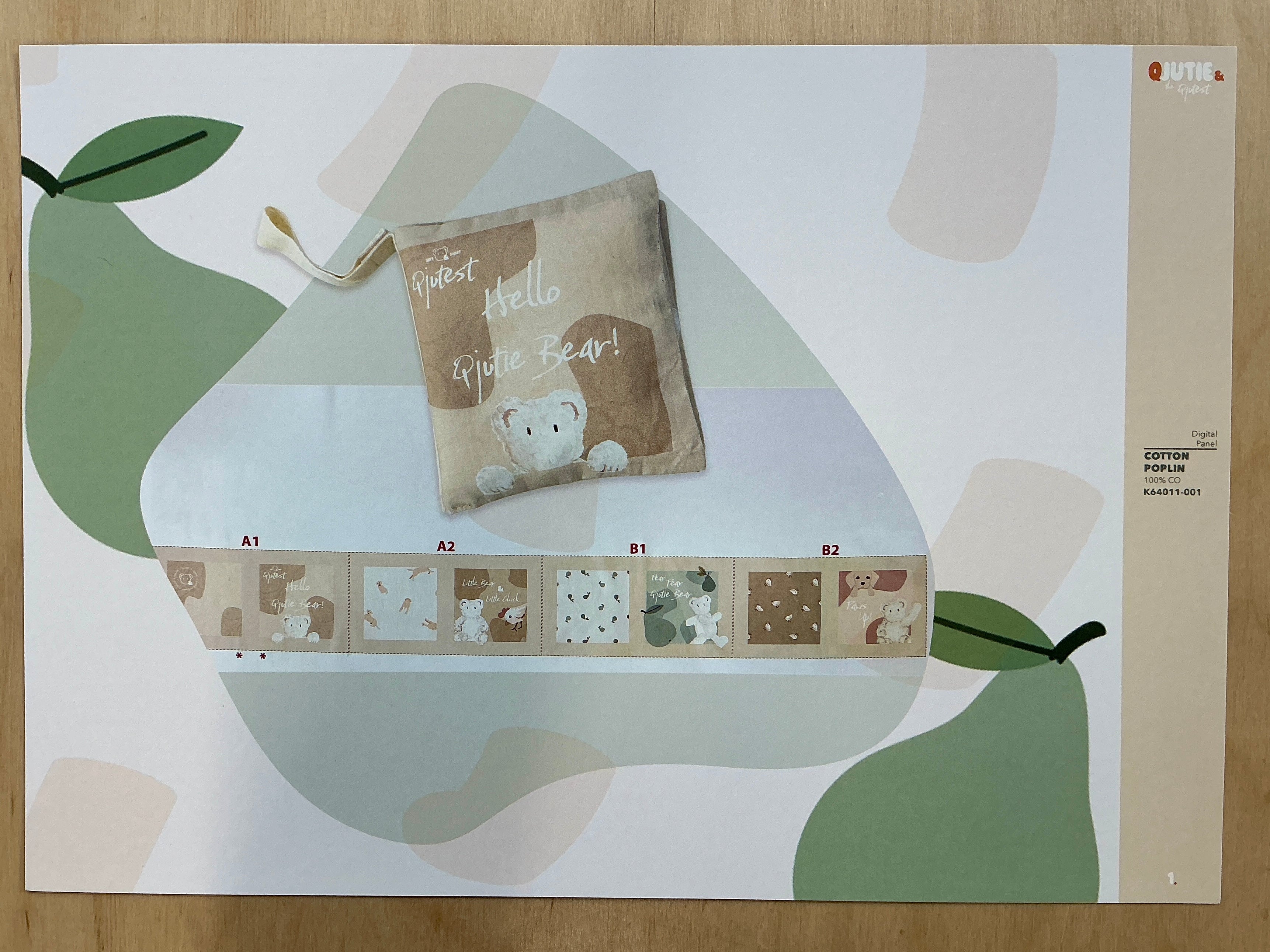 Qjutie Bear Cotton Poplin Book Panel