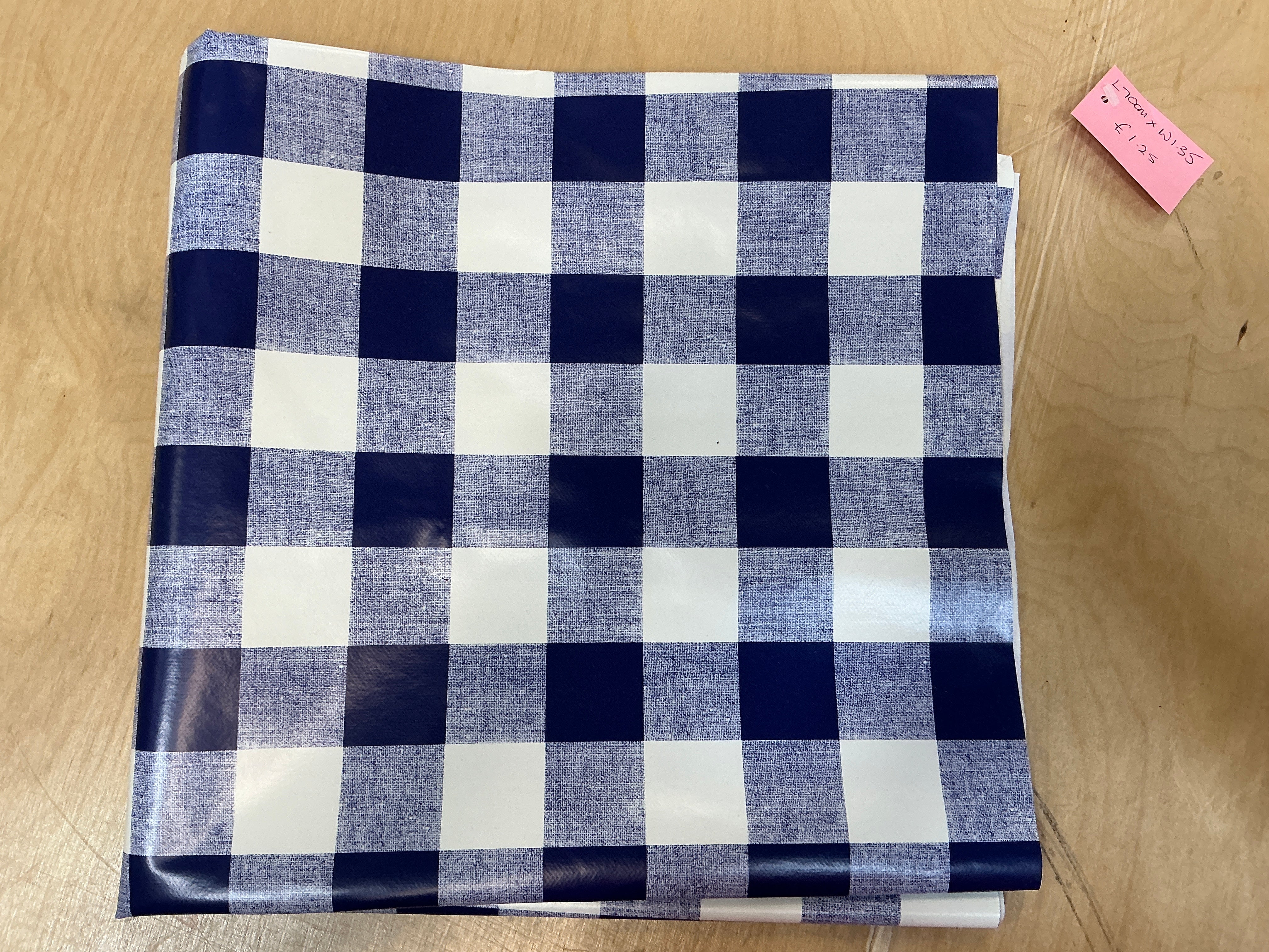 REMNANT  - (MARKED) L70cm x W1.35m PVC Navy Gingham