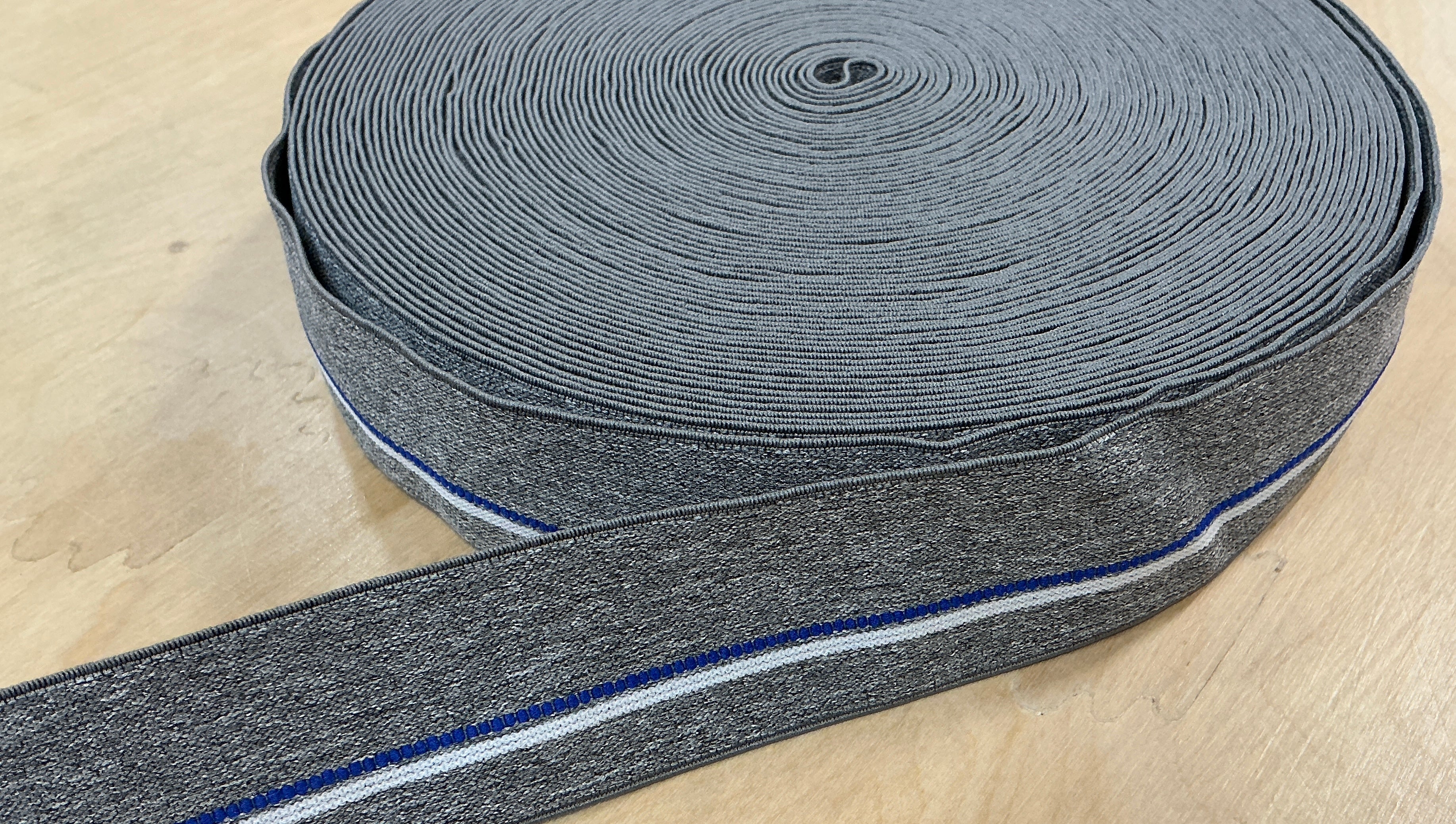 40mm Elastic grey melange stripe