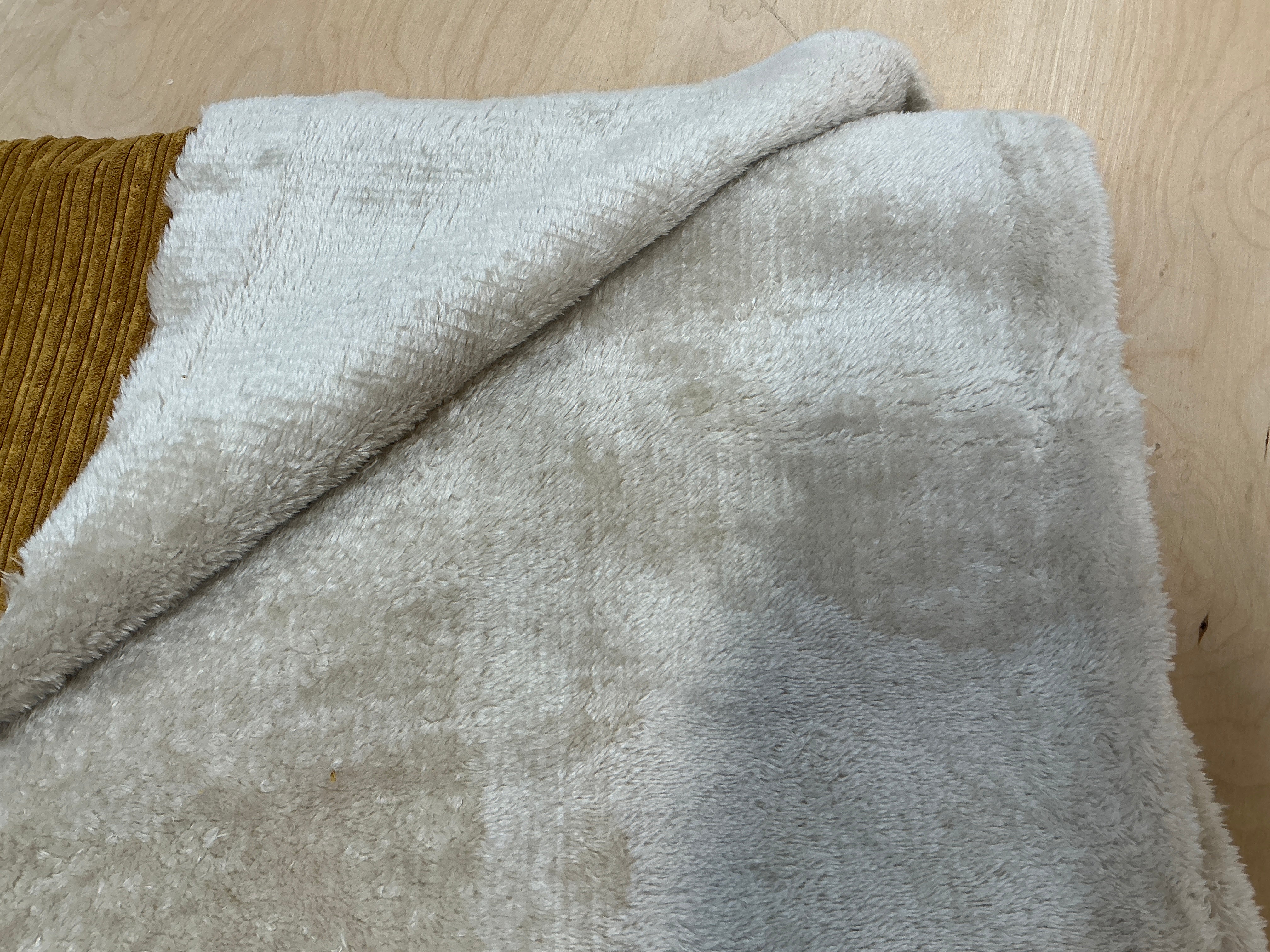 REMNANT - L110cm x W140cm Ocher Fleece Backed Ribcord - very soft
