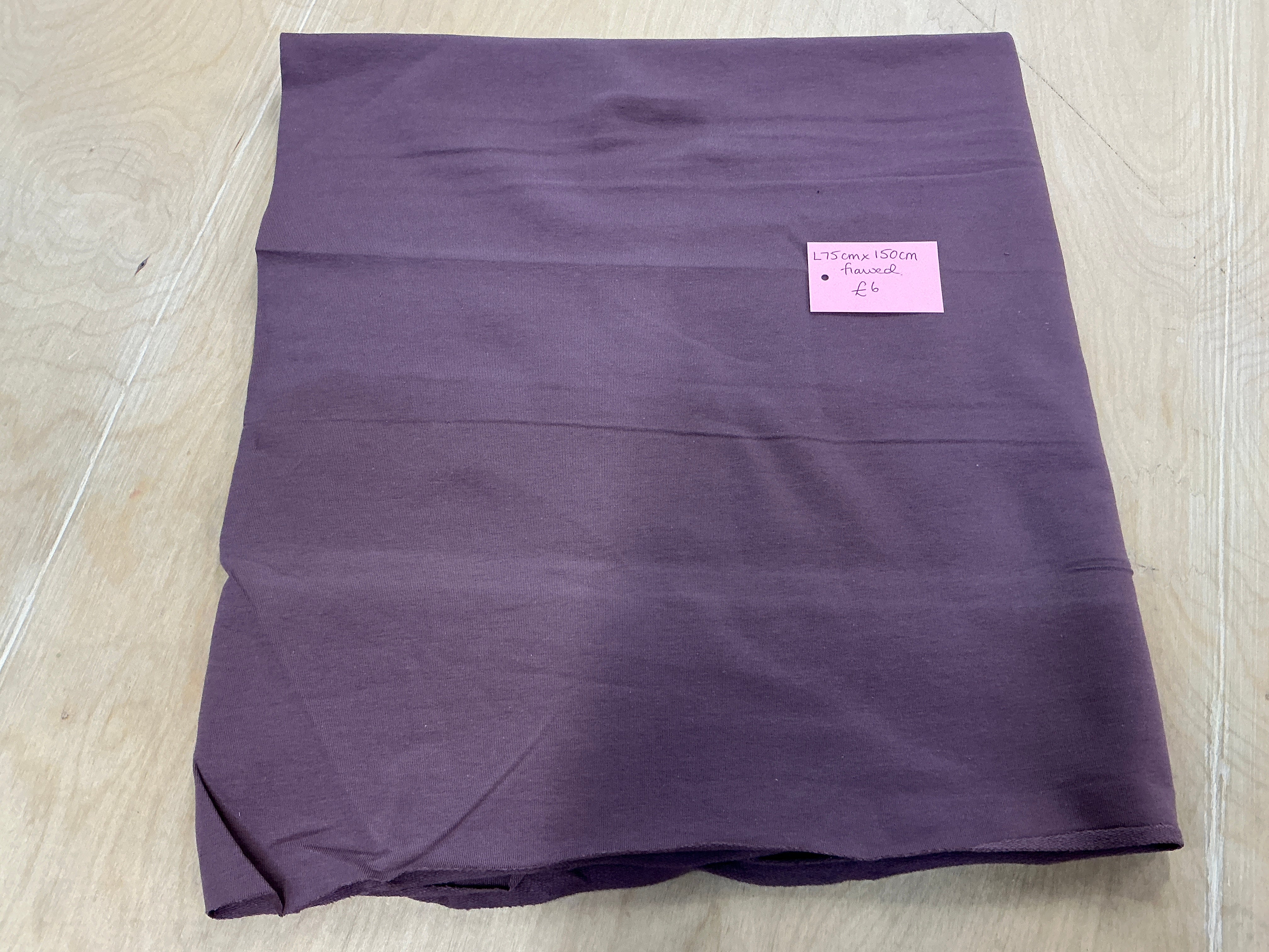 REMNANT - (FLAWED) L75cm x W150cm Organic Mauve French Terry