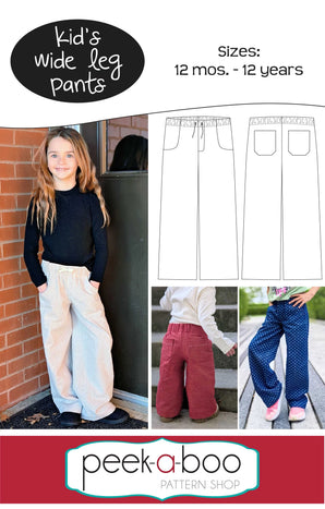 Kids Wide Leg Pants Peek-a-boo Paper Sewing Pattern