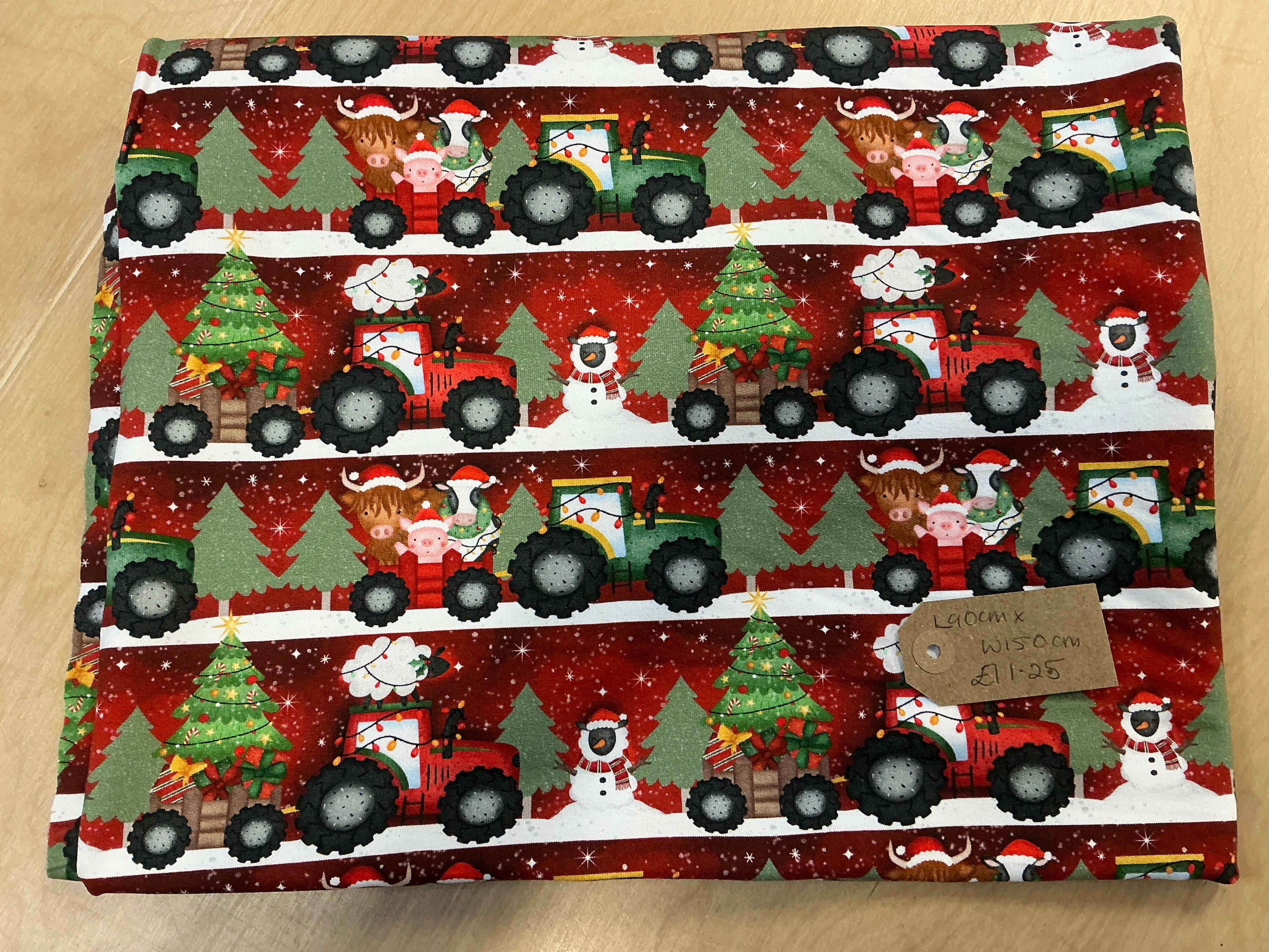 REMNANT  - L90cm x W150cm Christmas Tractor Ride French Terry