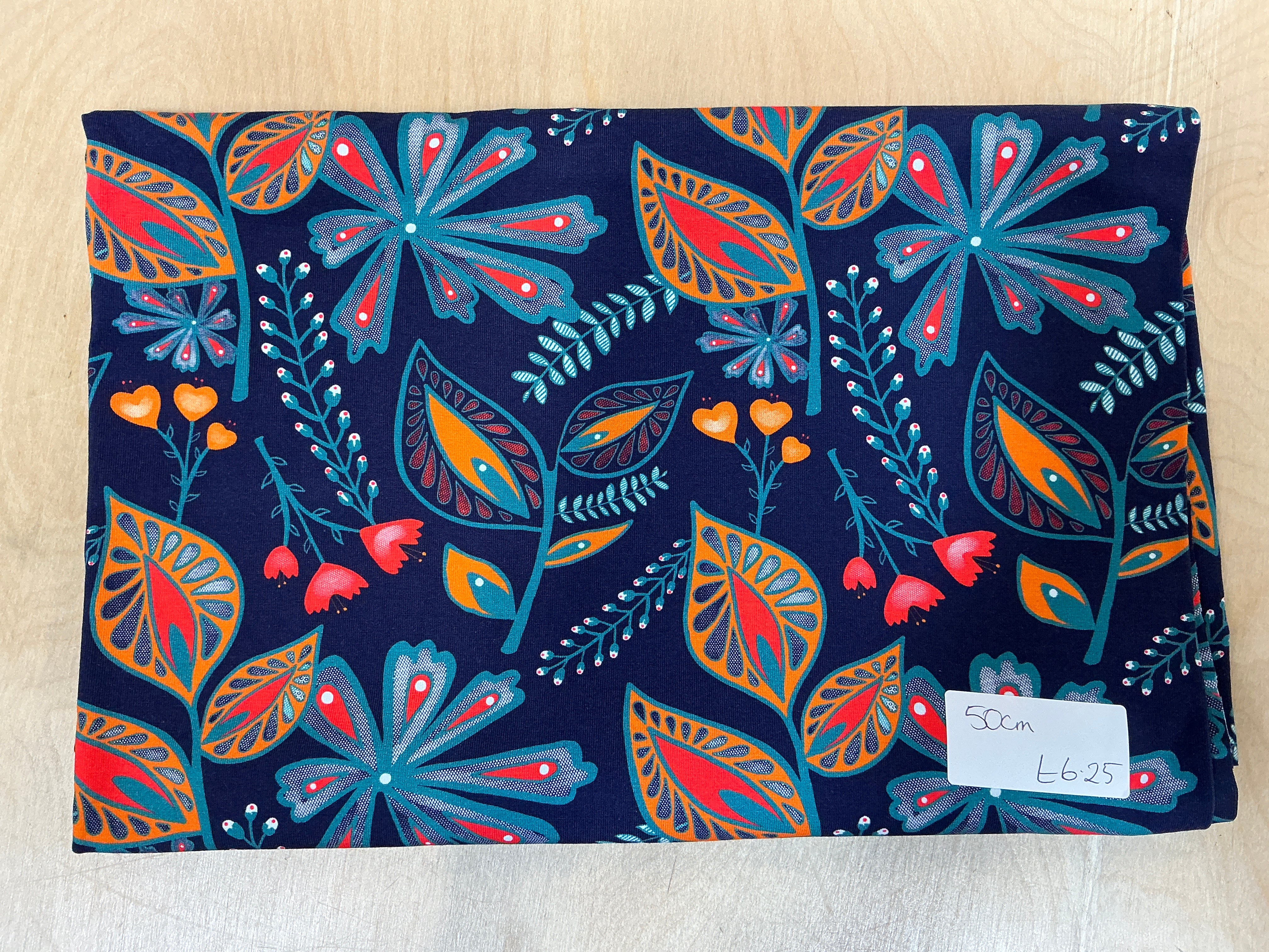 REMNANT - L50cm x W145cm Folky Flowers Jersey