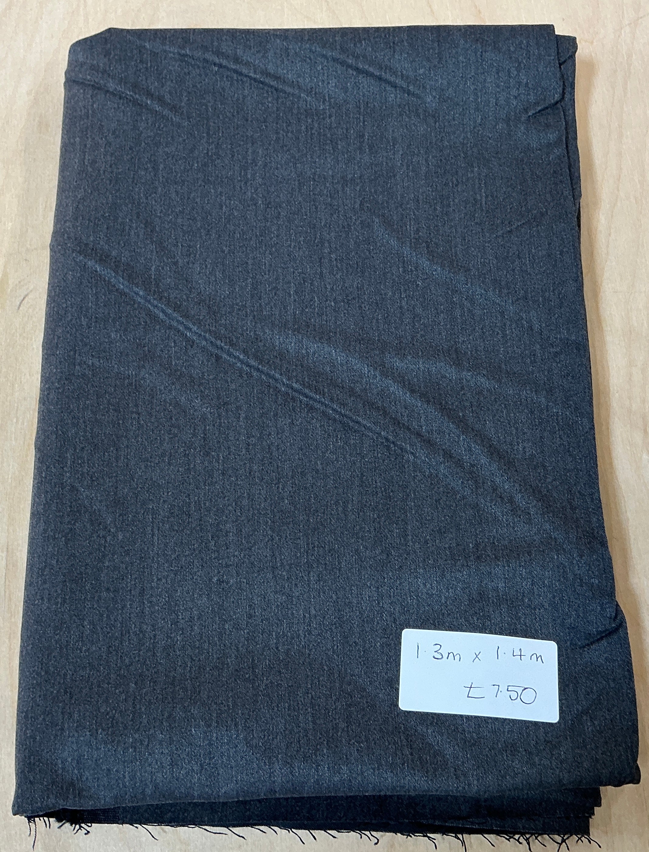 BOLT END - L1.3m x W1.4m Dark Grey Cotton Viscose with Slight Stretch