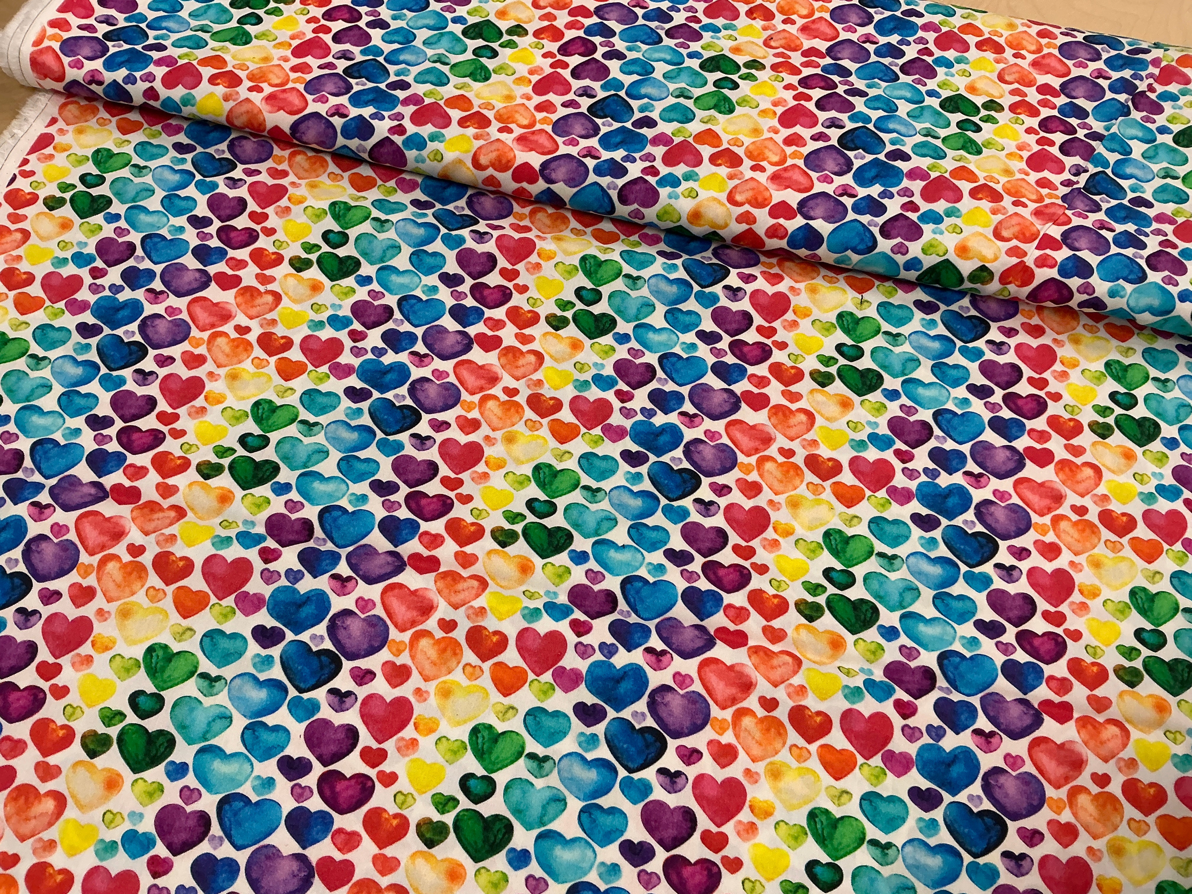 Hearts of White Cotton Poplin