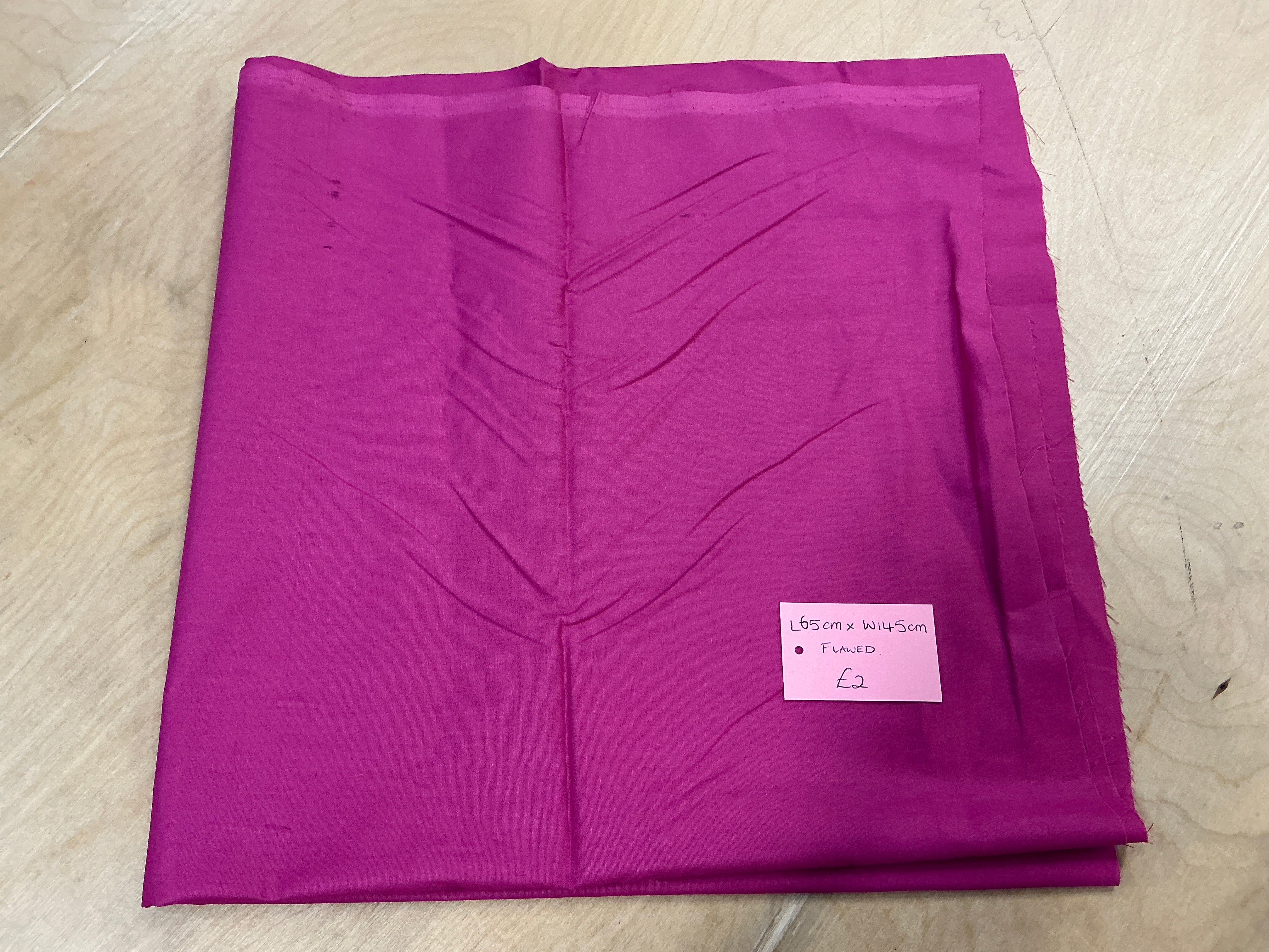 REMNANT  - (FLAWED) L65cm x W145cm Fuchsia Poplin