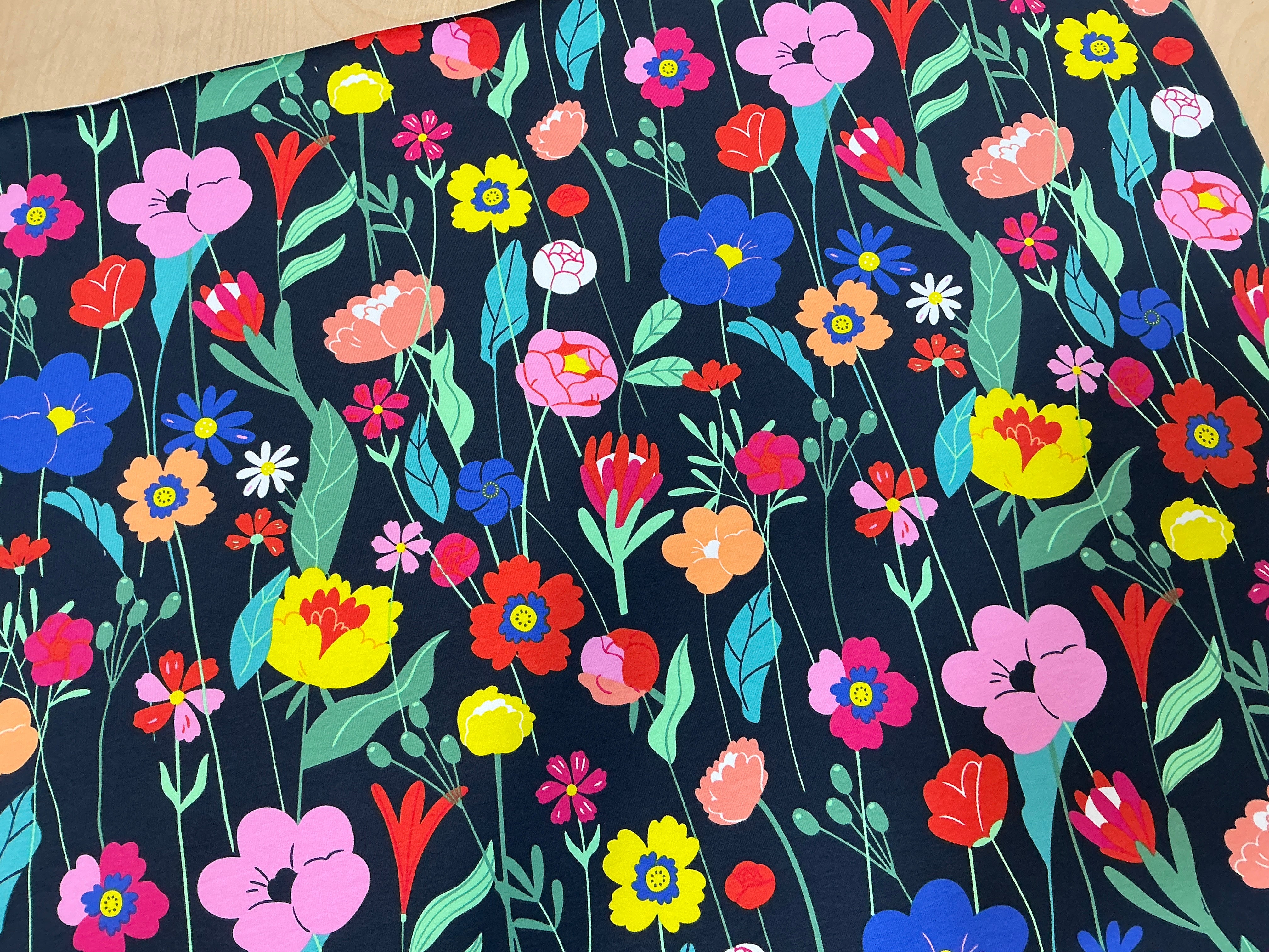 Colourful Flowers French Terry