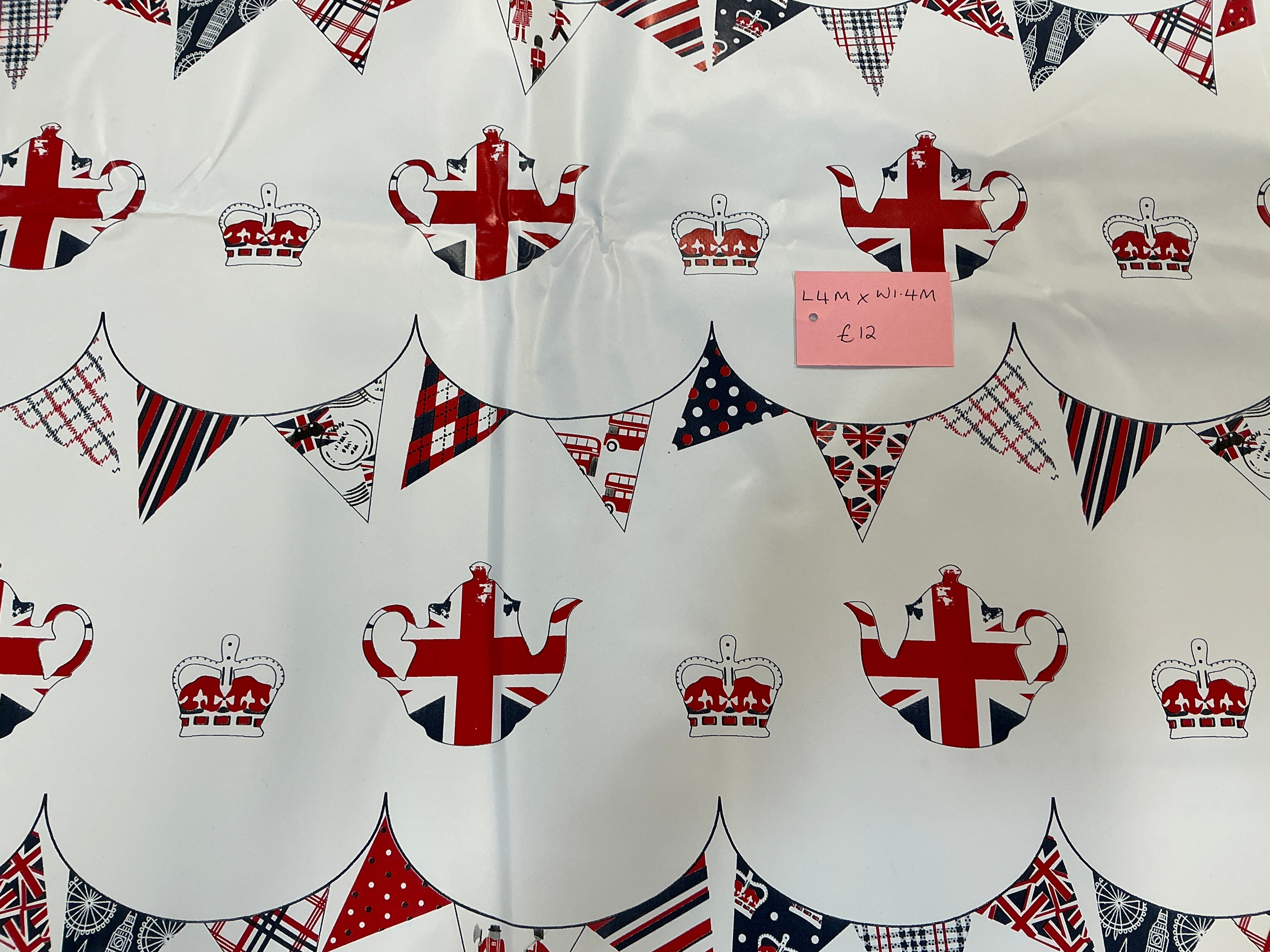 REMNANT  - 4M x 1.4M PVC Tea Party Union Flag Tablecloth