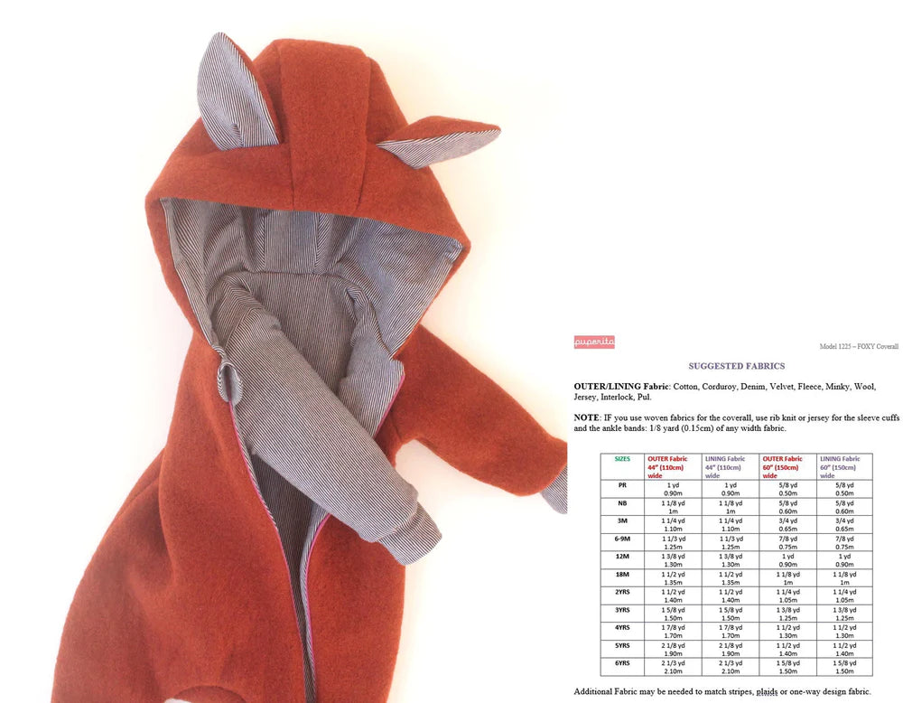 Foxy Coverall PUPERITA Children's Paper Sewing Pattern
