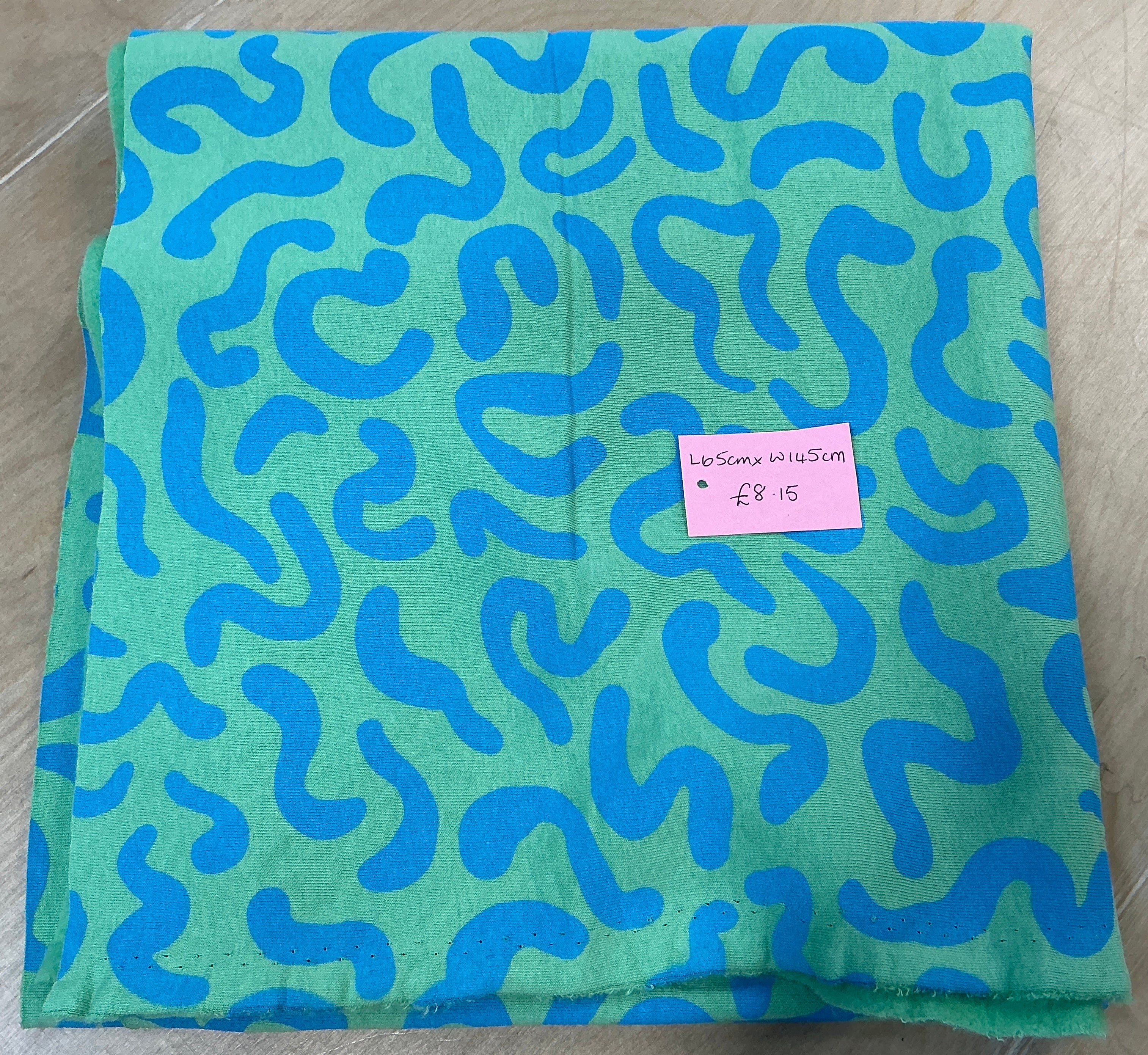 REMNANT  - L65cm x W145cm Green and Blue Abstract Swirl Jogging