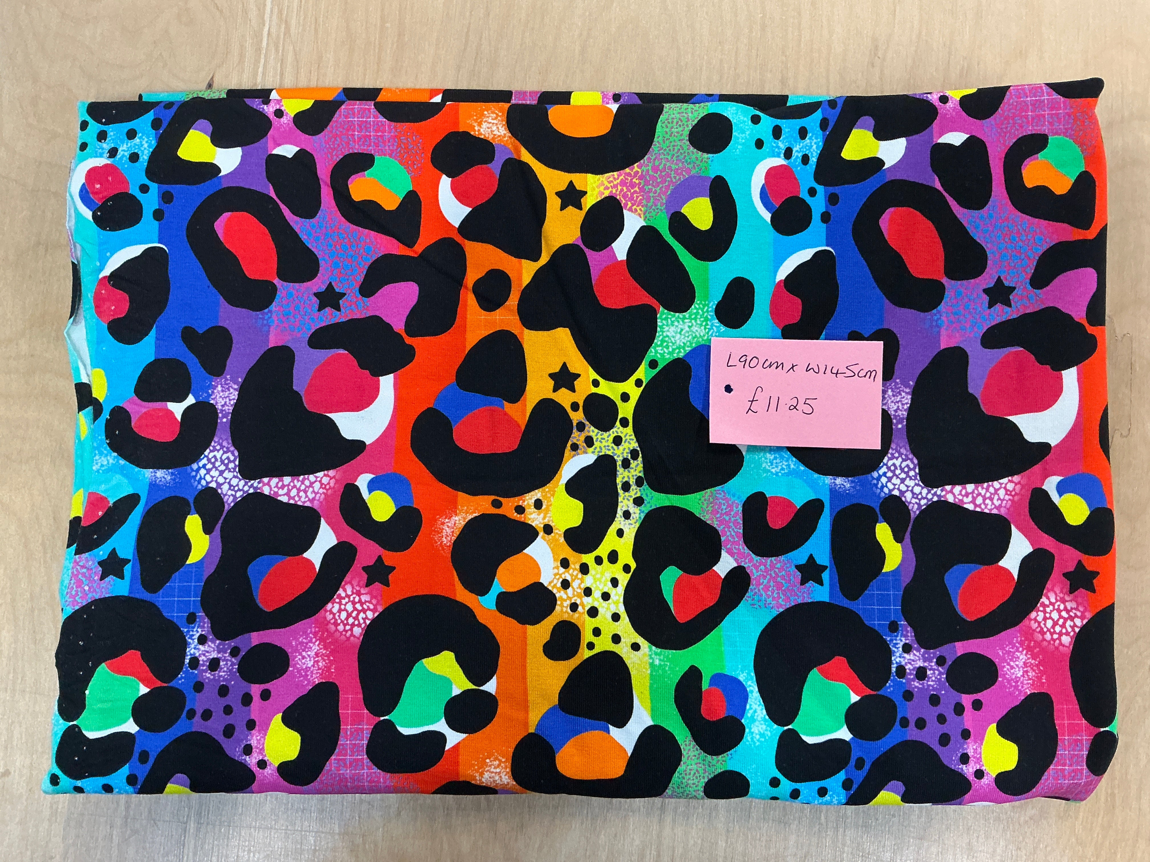 REMNANT  - L90cm x W145cm Rainbow Carnival Leopard Jersey