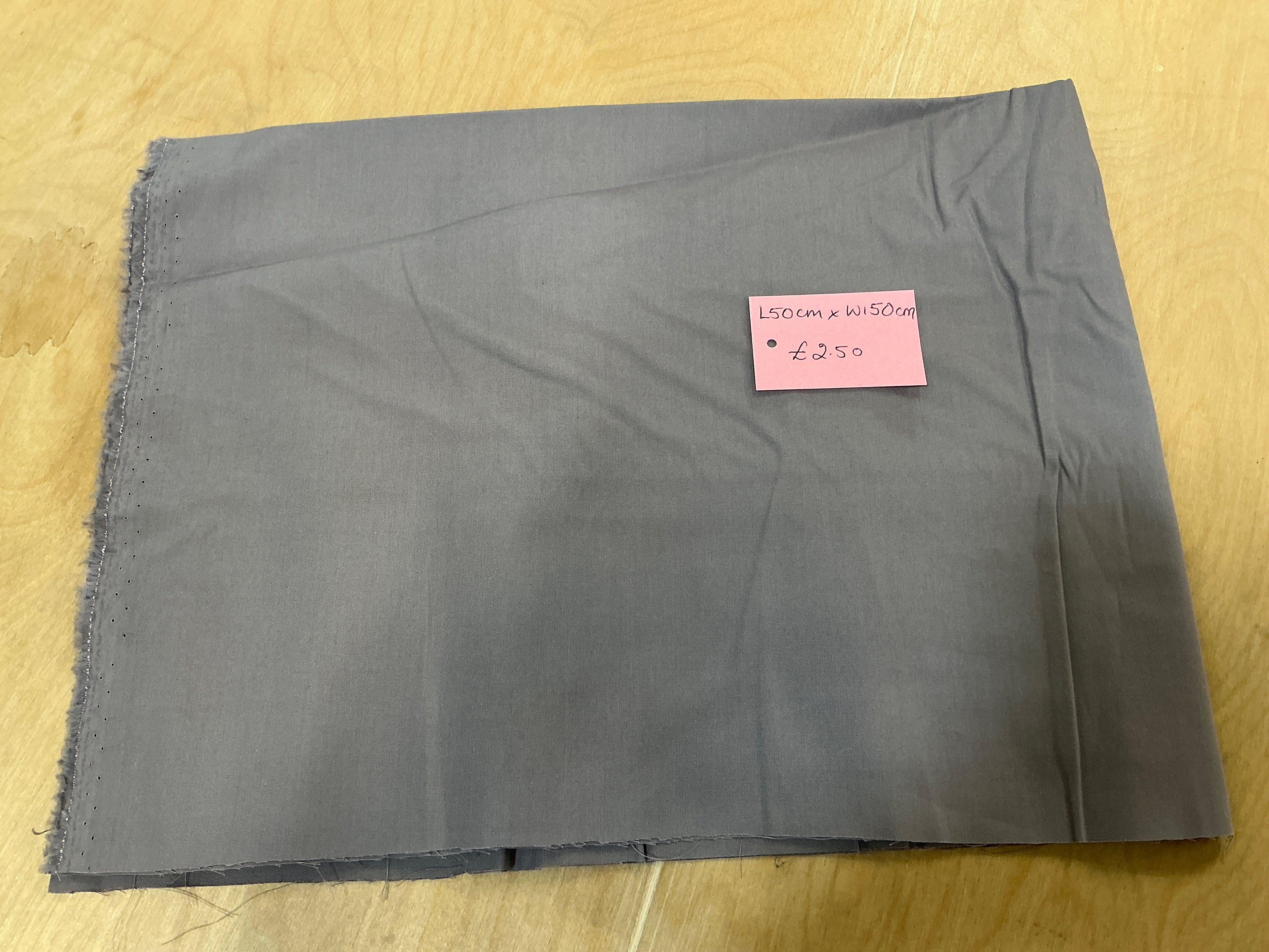 REMNANT - L50cm x W150cm Grey Cotton Poplin