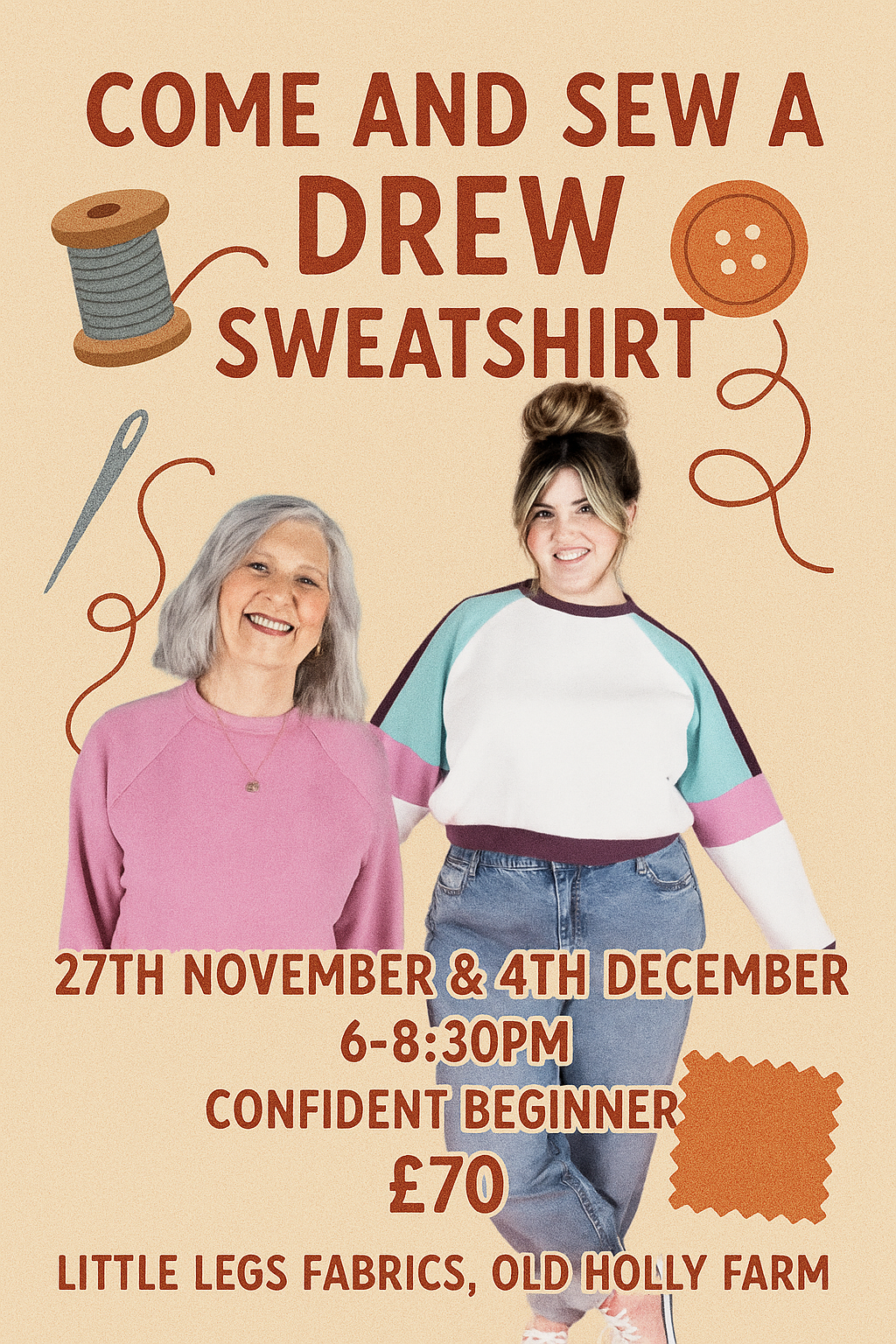 Tilly and the Buttons Drew Sweatshirt Workshop 27th Nov and 4th Dec with Angela Fletcher