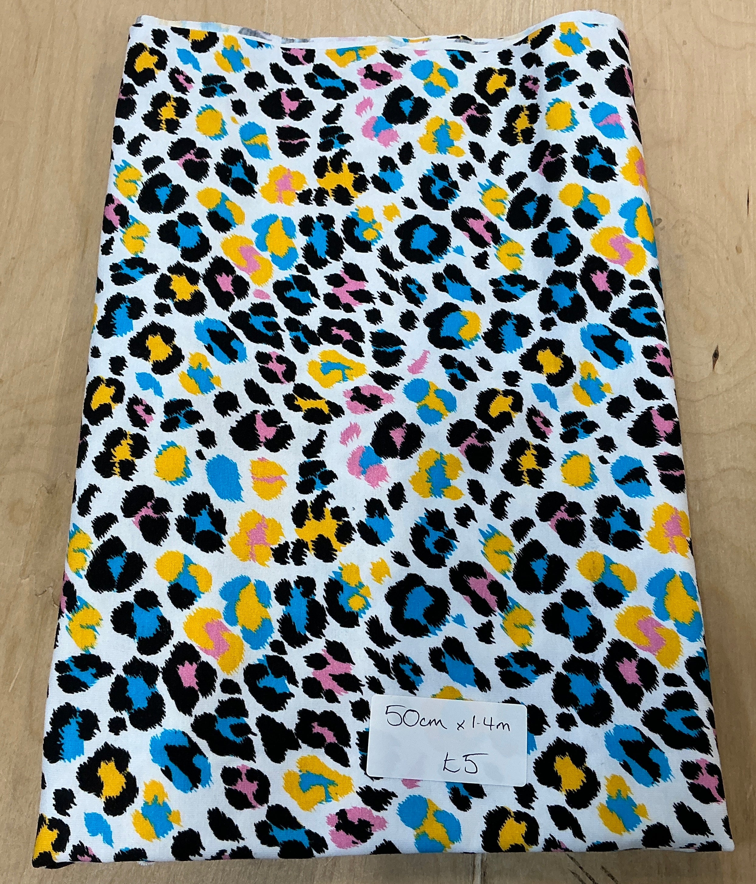 Remnant L50cm x W1.4m Colourful Leopard Jersey