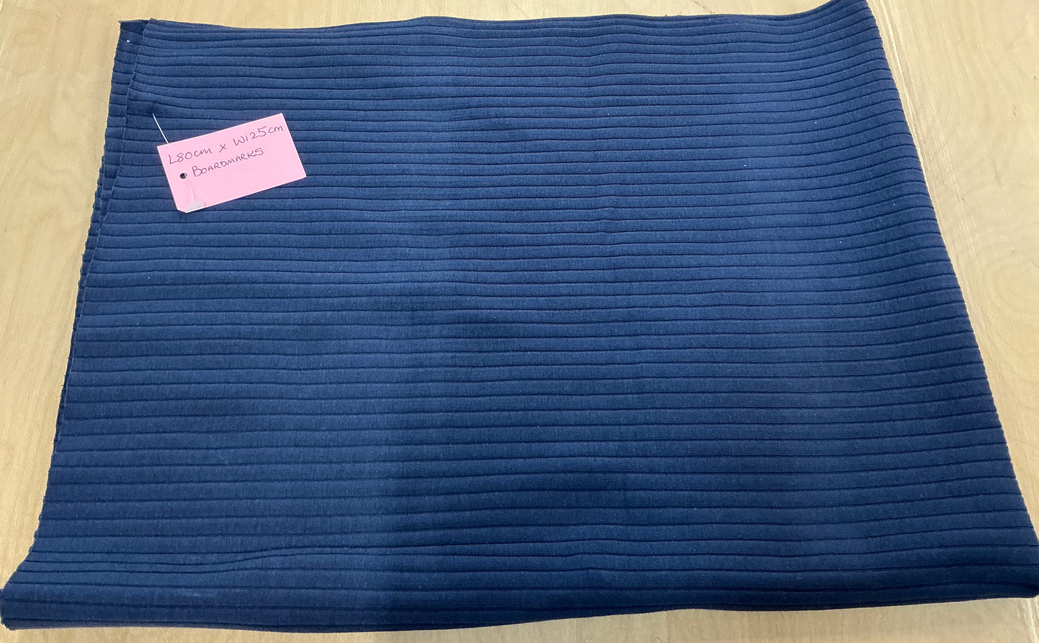 REMNANT - (MARKED) L80cm x W125cm Navy Ribbed Jersey