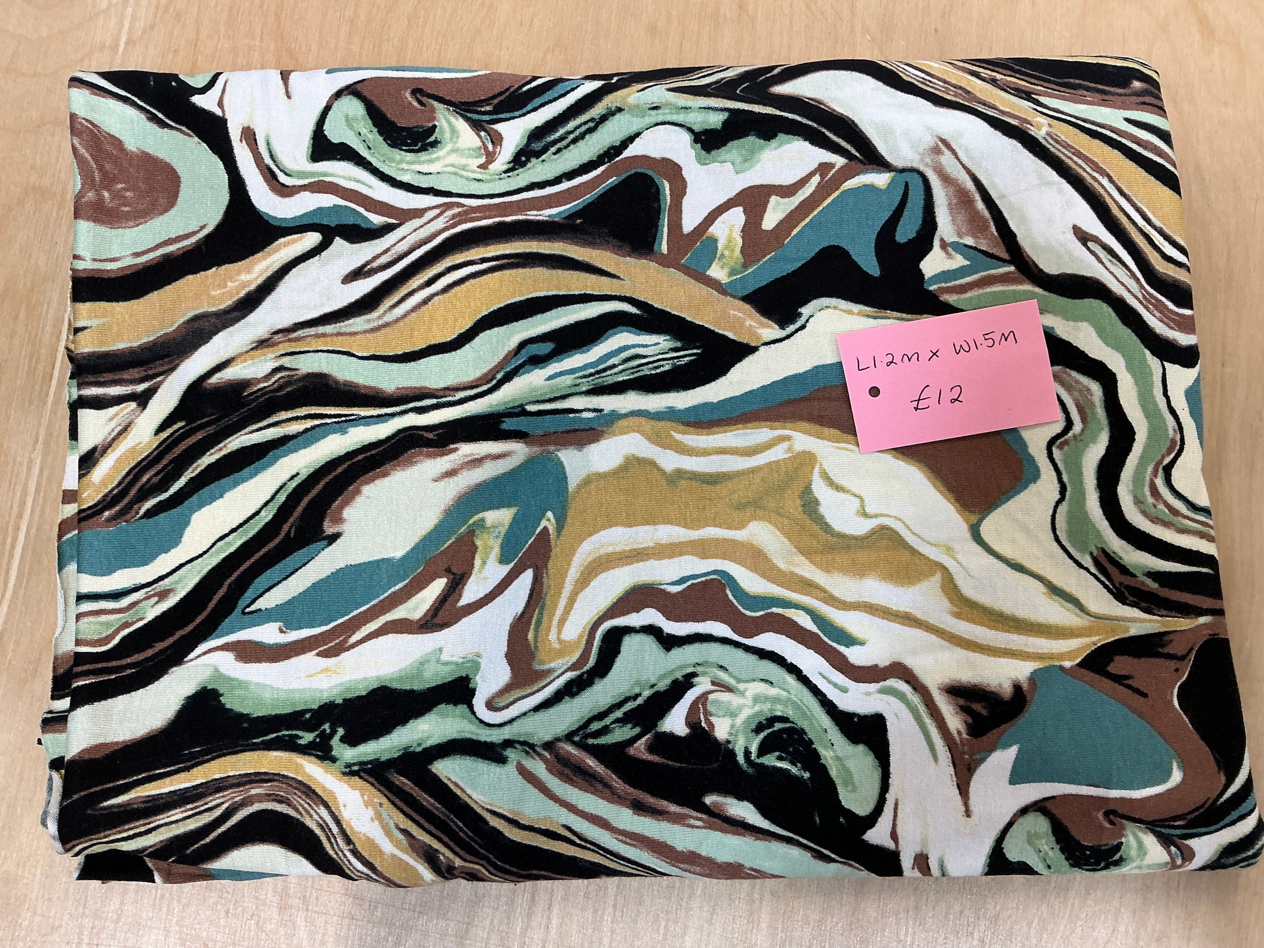 BOLT END - 1.2M x W1.5M Swirl Mint Viscose Jersey
