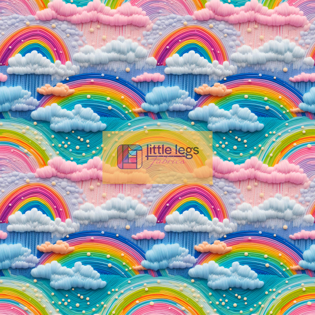 PRE ORDER Embroidery Rainbows Cotton Jersey - DUE IN STOCK END OF JANUARY