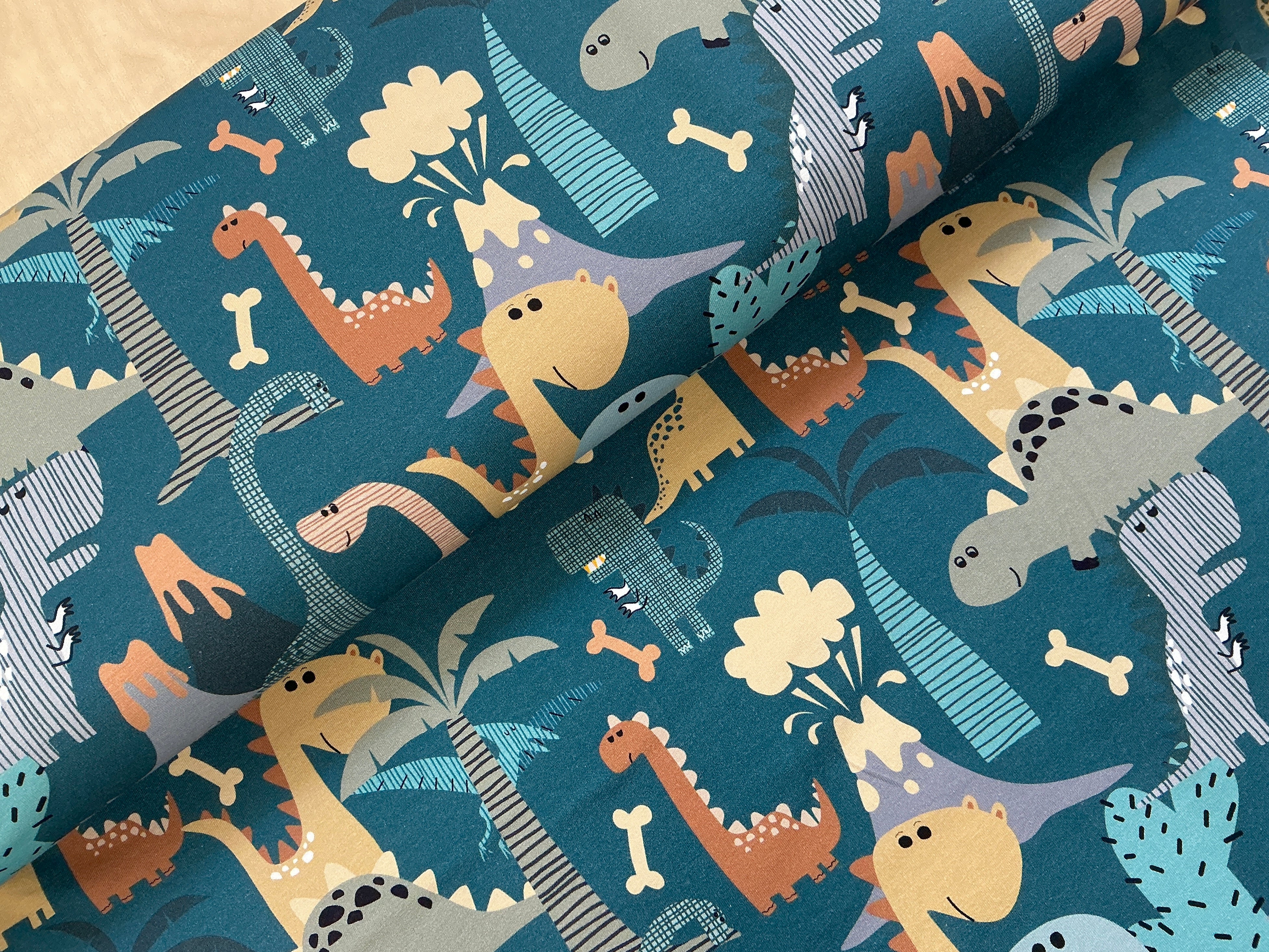 Dino World Cotton Jersey Fabric