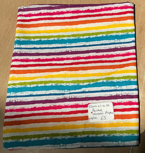REMNANT - 55cm x 1.4M Painted Rainbow Stripes Poplin