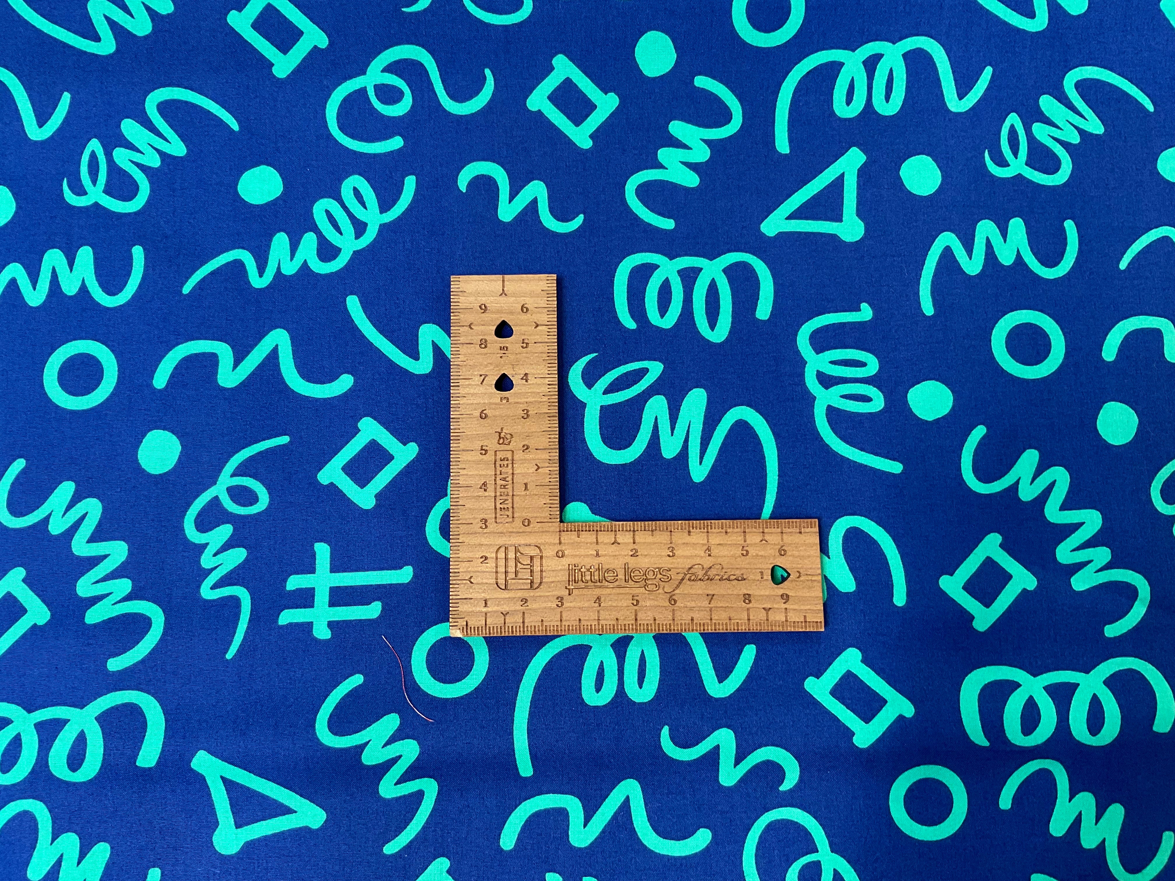 Geometric Doodle Blue/Petrol Cotton Fine Poplin