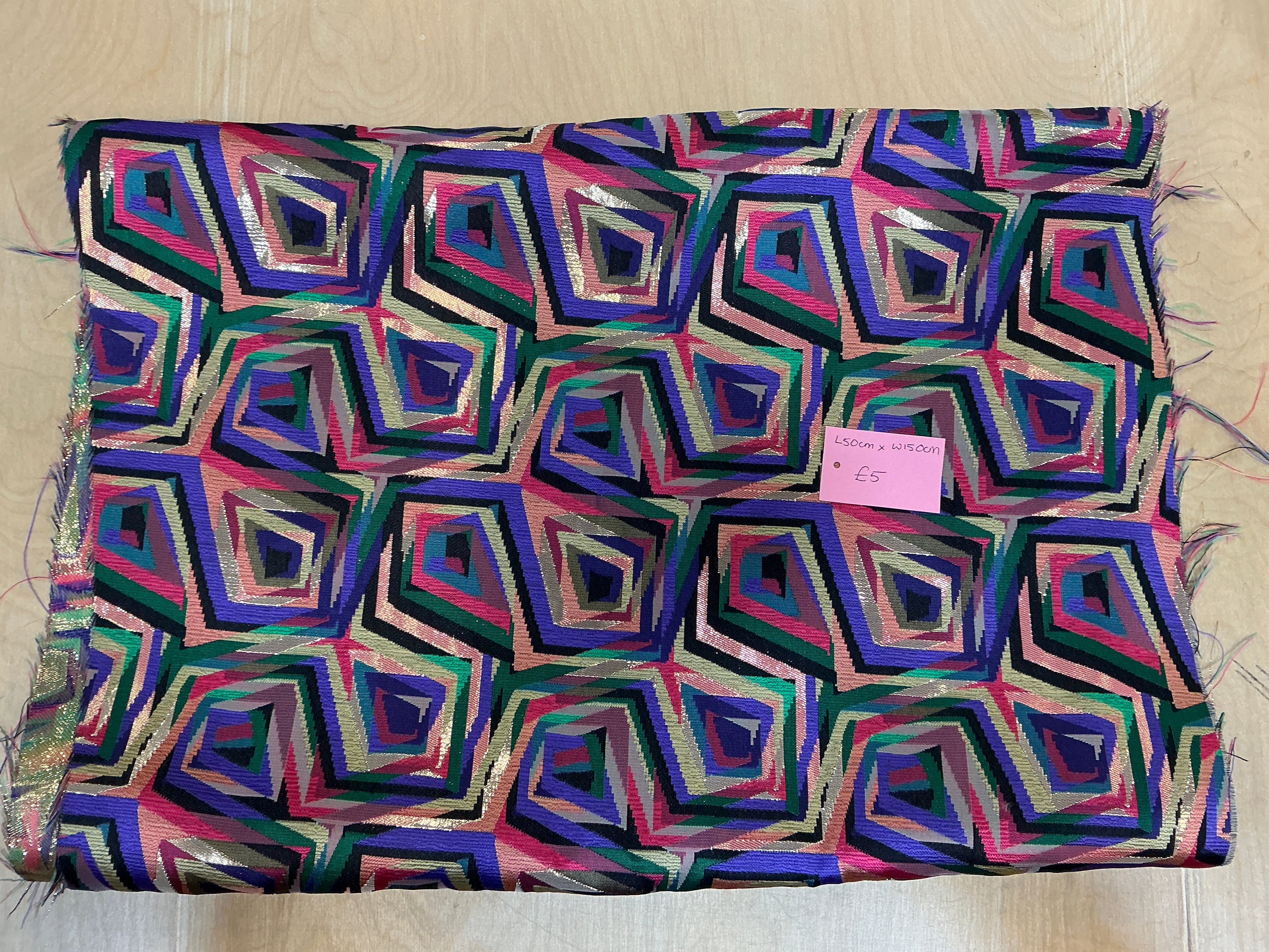 REMNANT - L50cm x W150cm Purple/pink Abstract Metallic Fabric