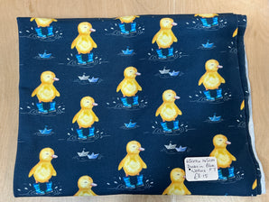 REMNANT - 65cm x 145cm Ducks in Blue Wellies French Terry