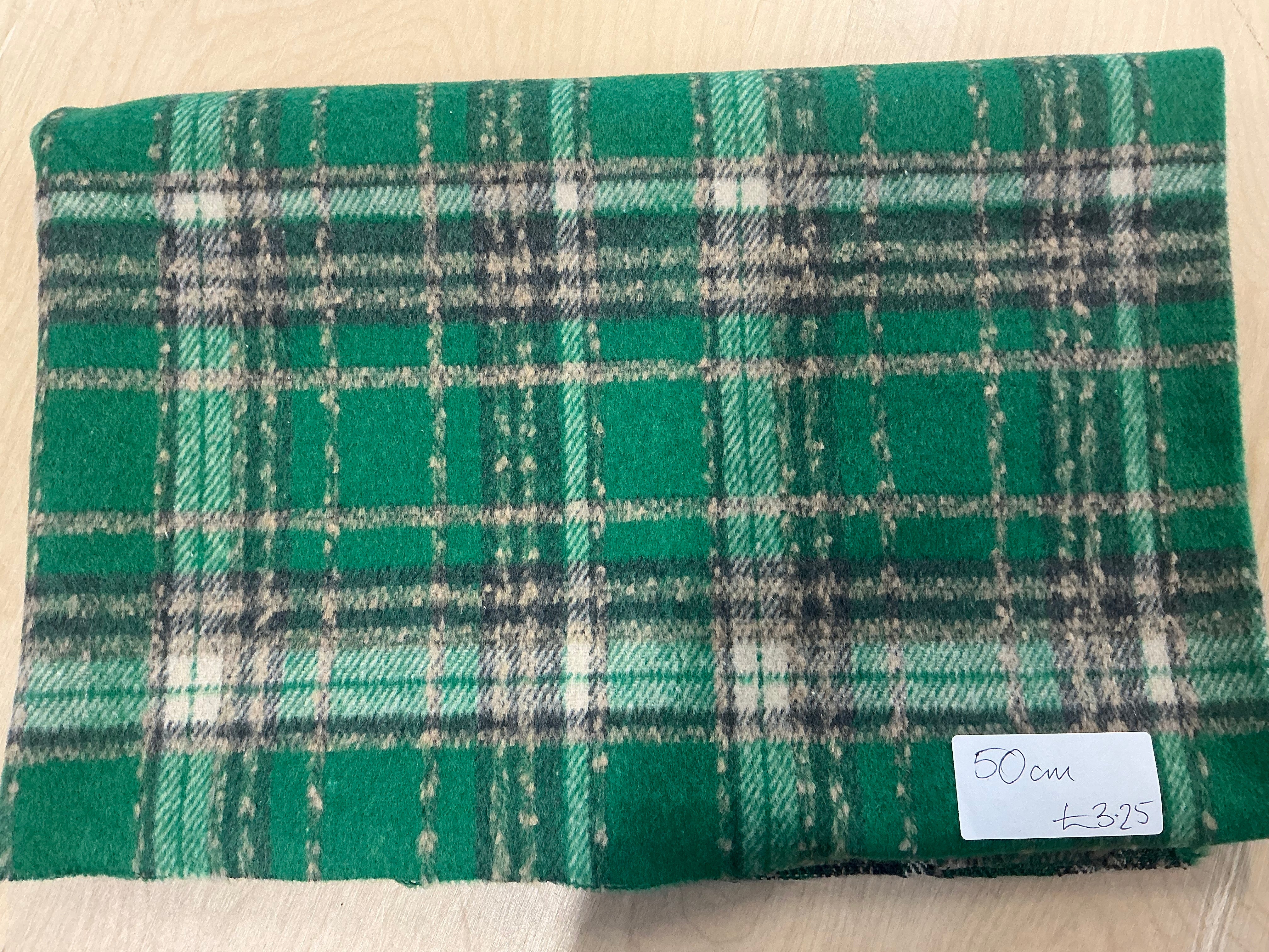 REMNANT  - 50cm green check coating fabric