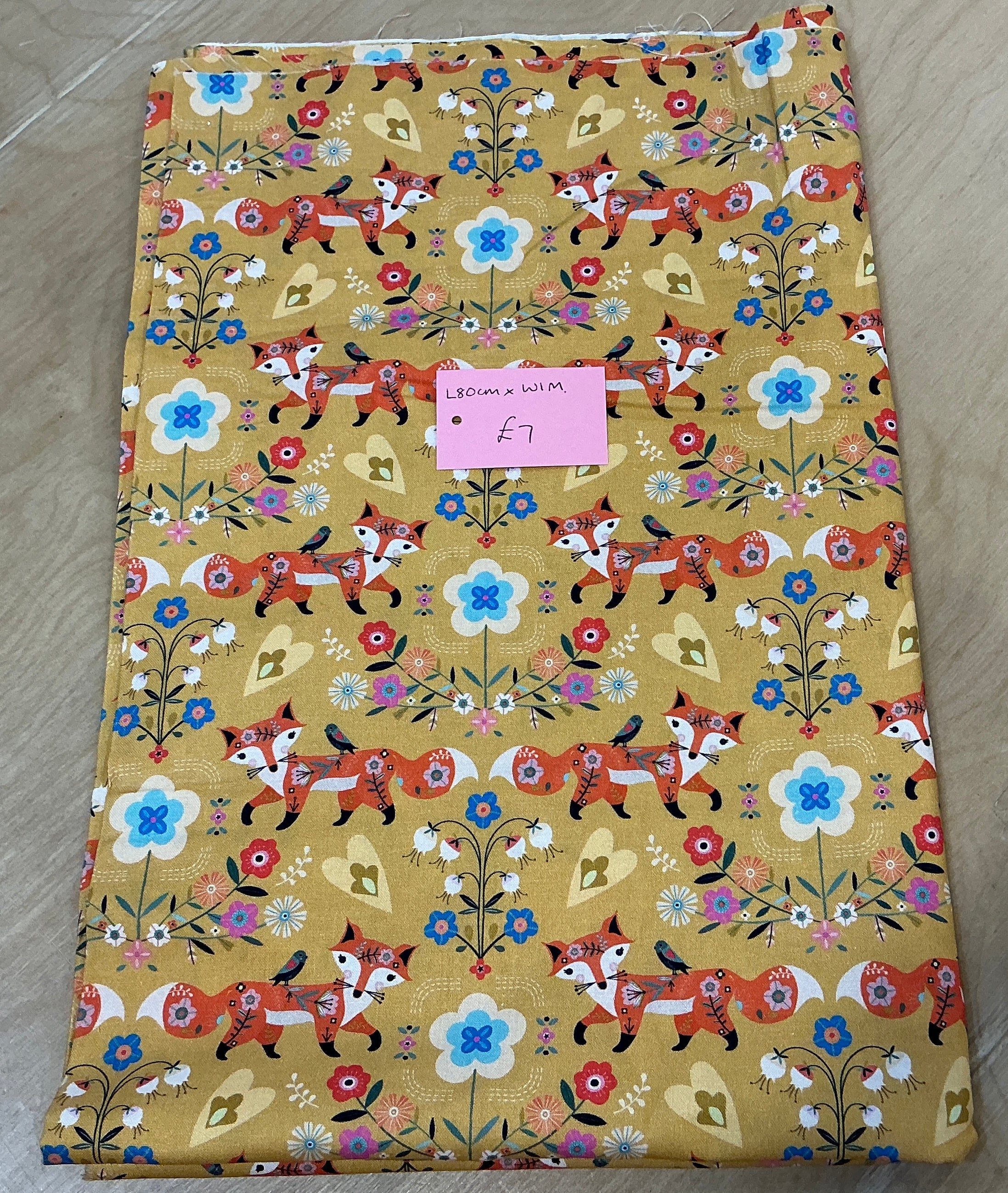 Remnant L80cm x W1M Floral Fox Cotton