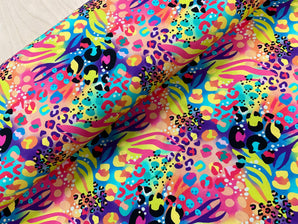 Big Cat Rainbow Leopard BRUSHED BACK French Terry