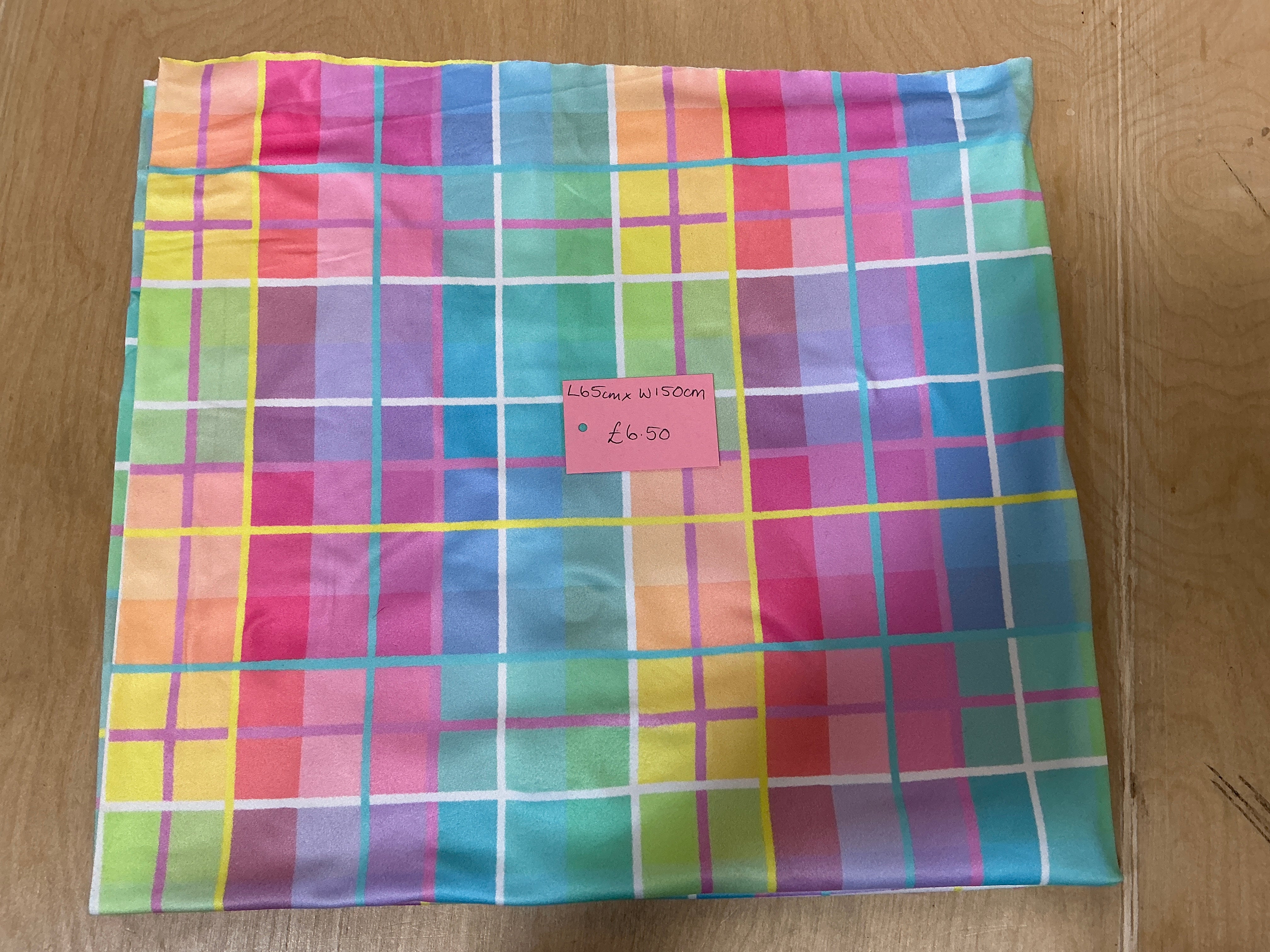 REMNANT - L65cm x W150cm Pastel Checks Brushed Athletic Fabric