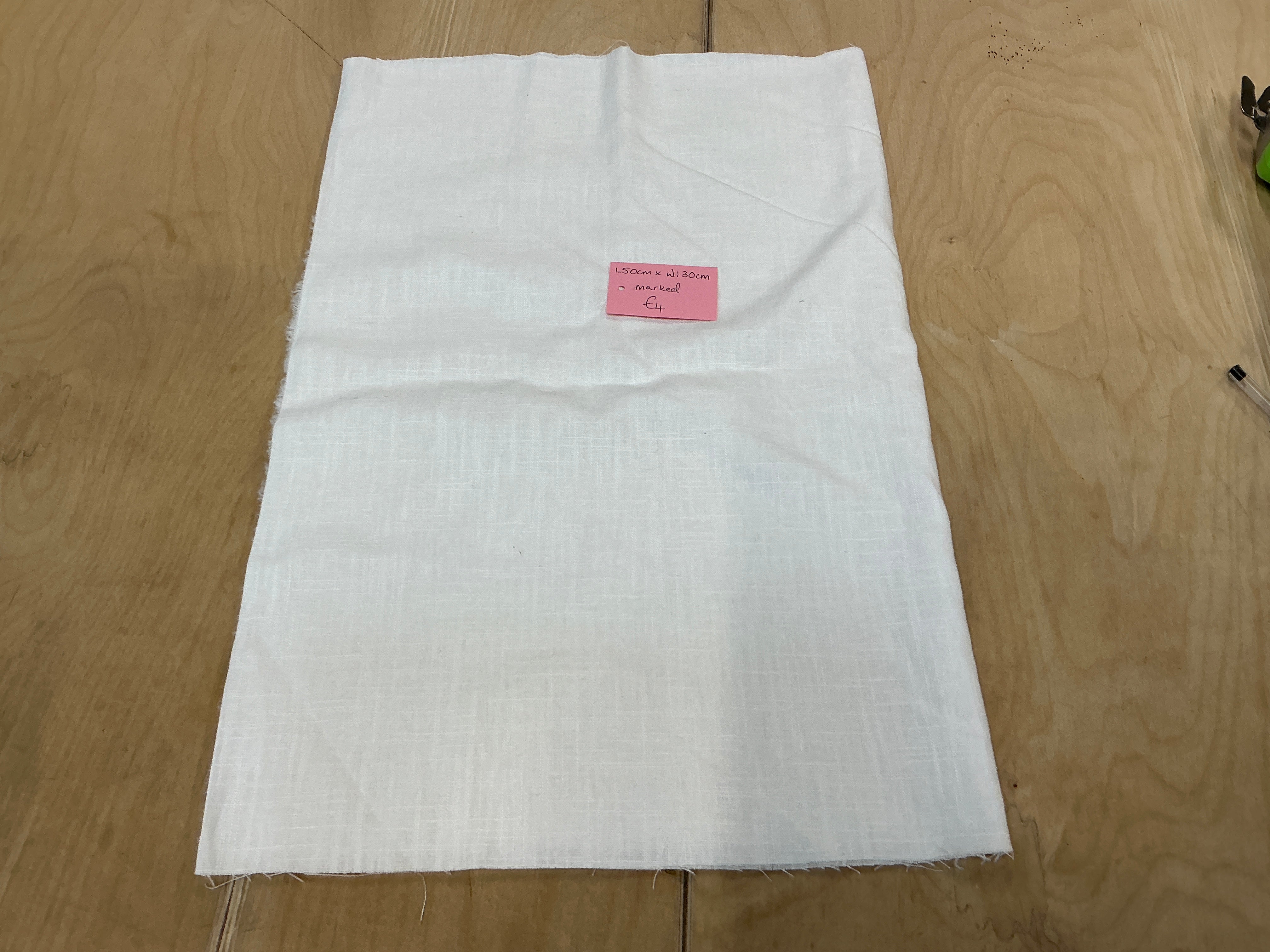 REMNANT - (MARKED) L50cm x W130cm White Linen