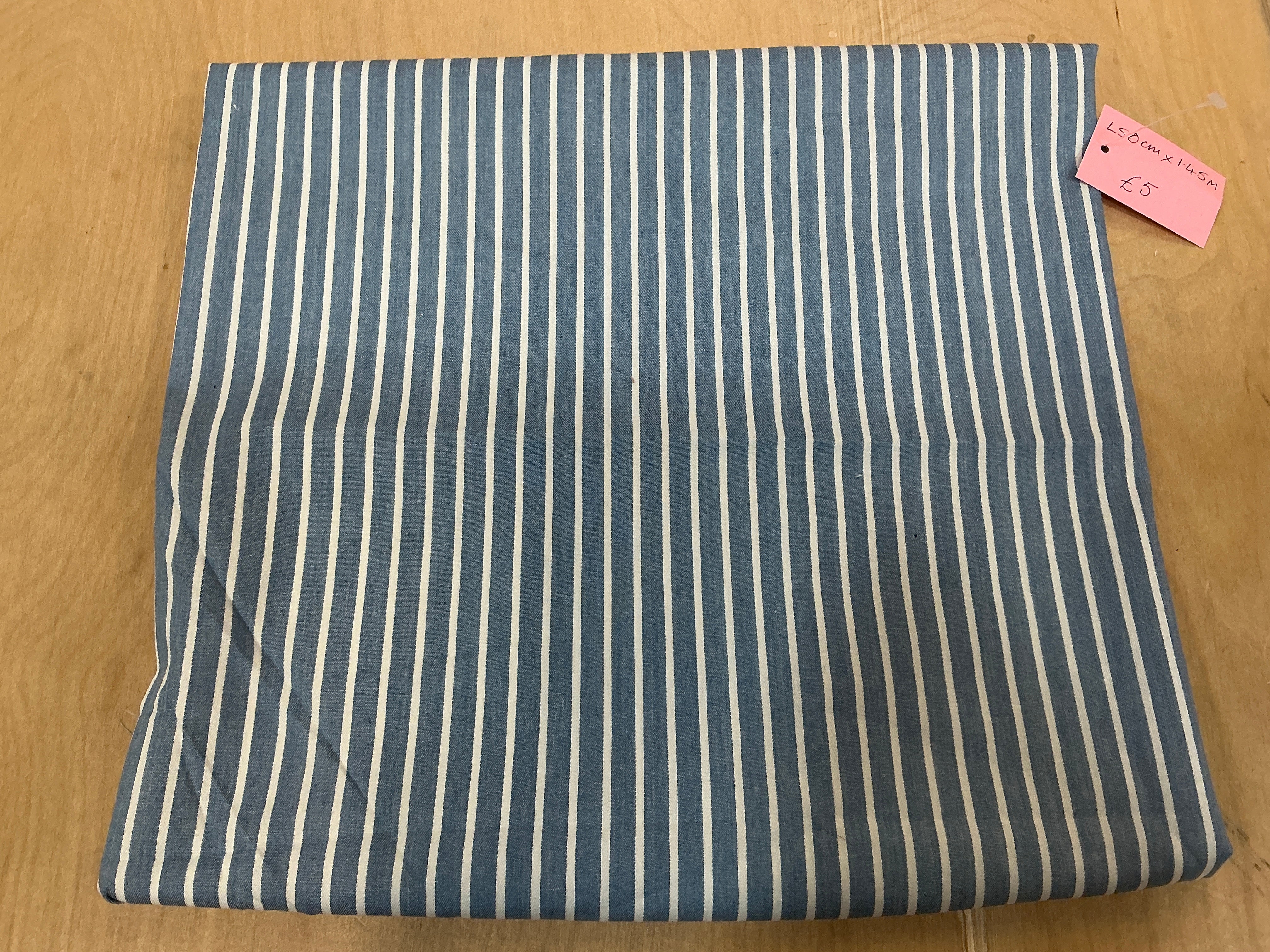REMNANT - L50cm x W1.45M Striped Light Denim Chambray