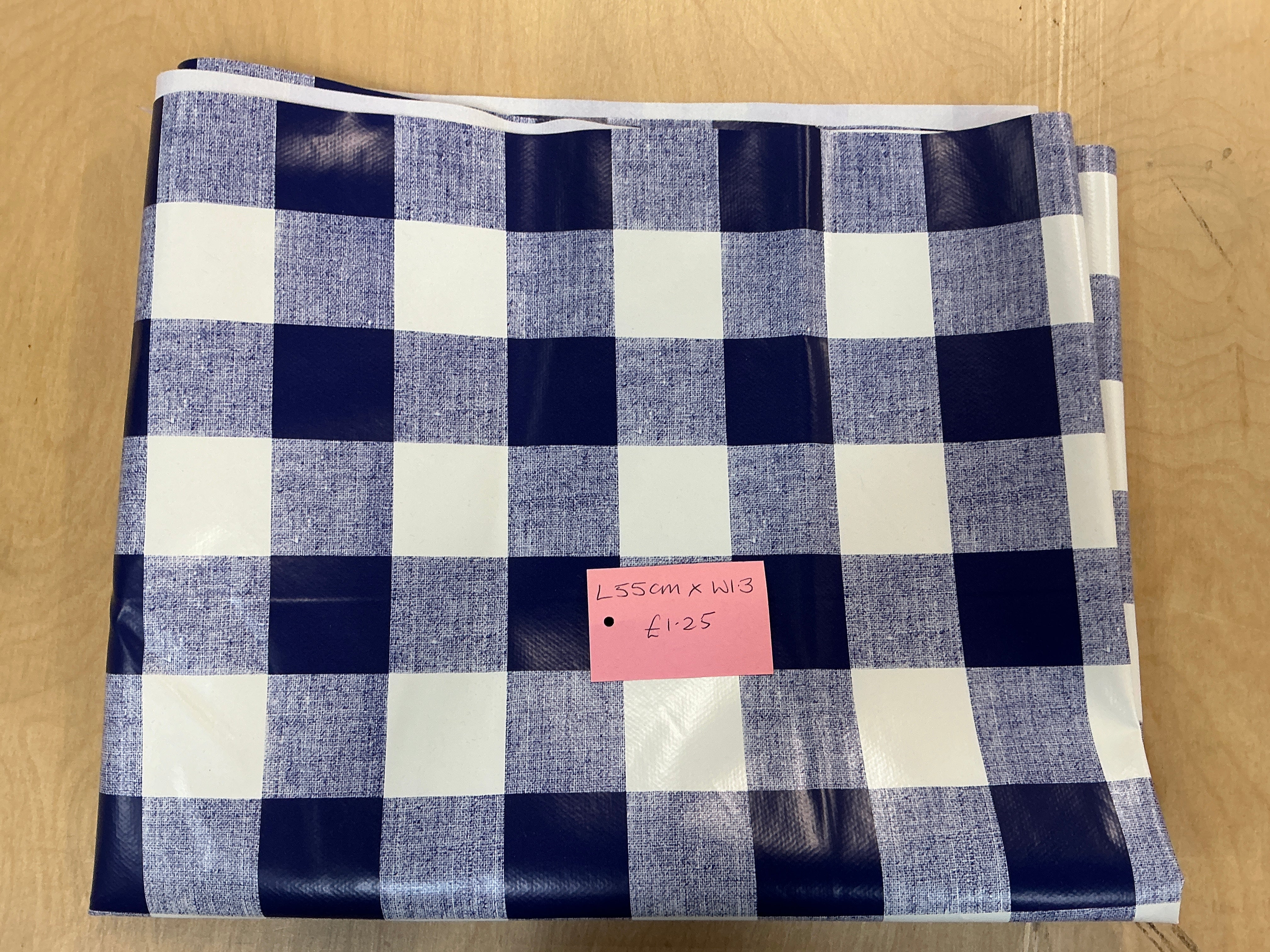 REMNANT  - L55cm x W1.3m PVC Navy Gingham
