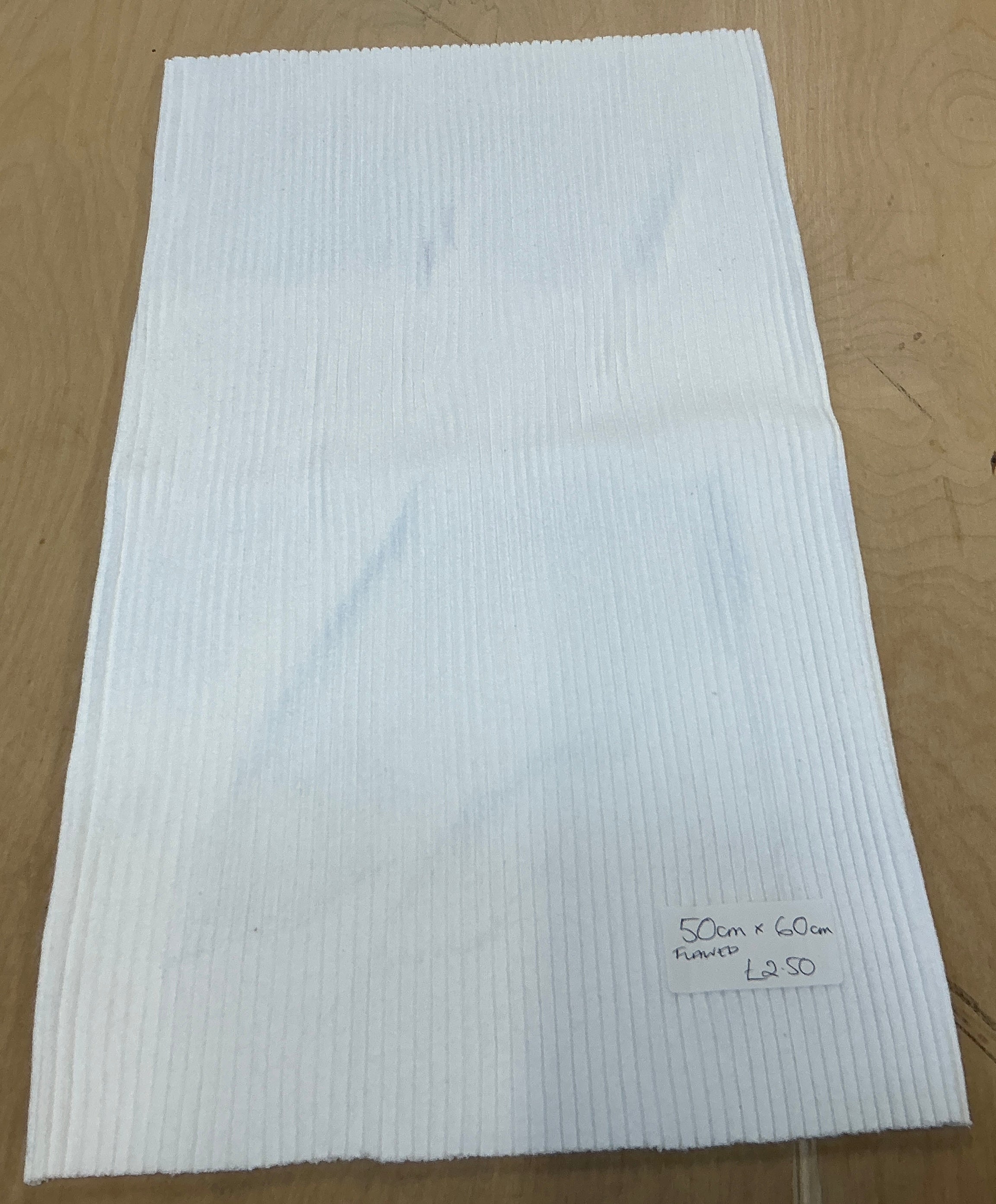 REMNANT - (FLAWED) 50cm x W60cm Heavy White Ribbing
