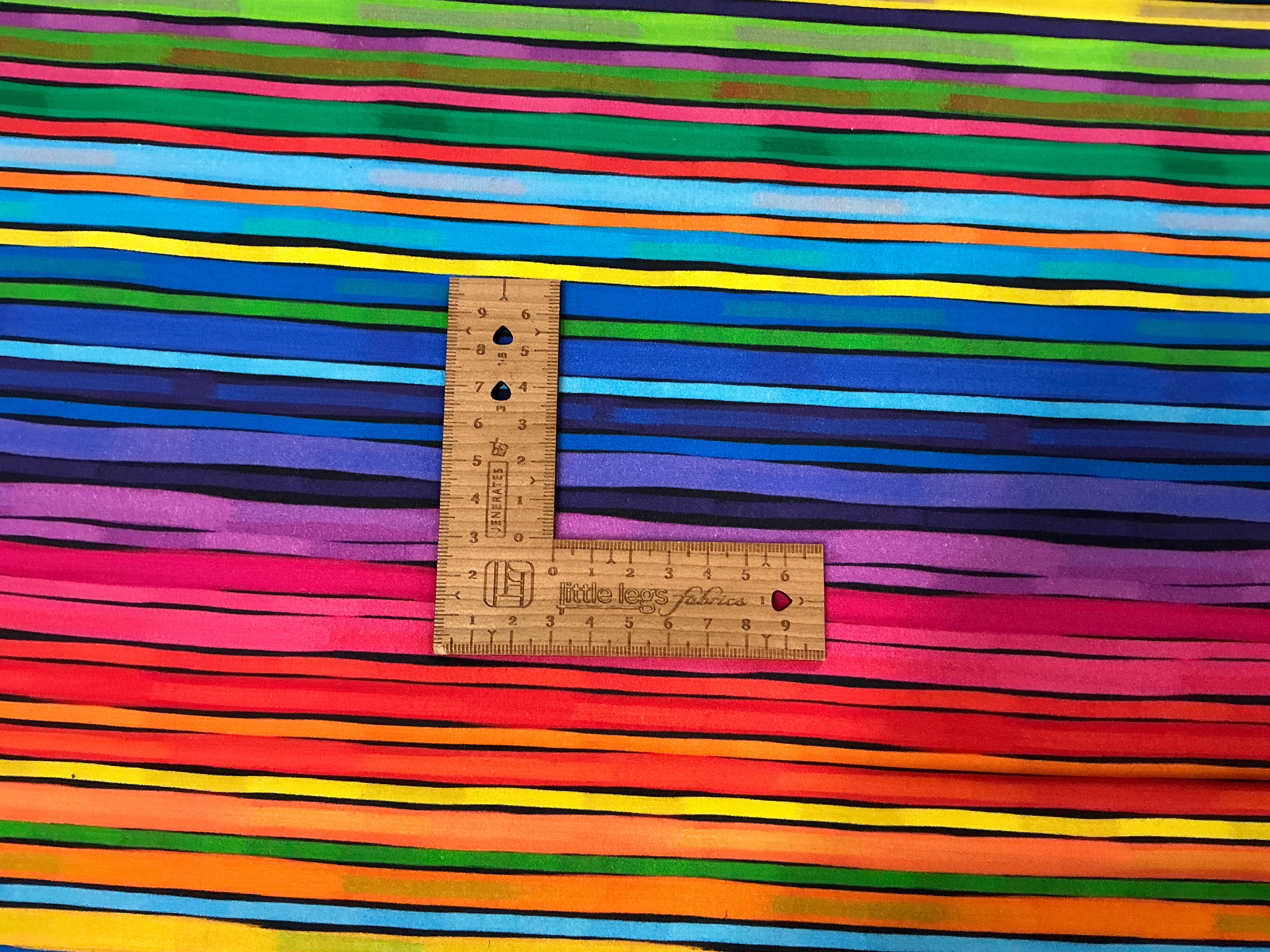 Painted Rainbow Stripes Cotton Poplin