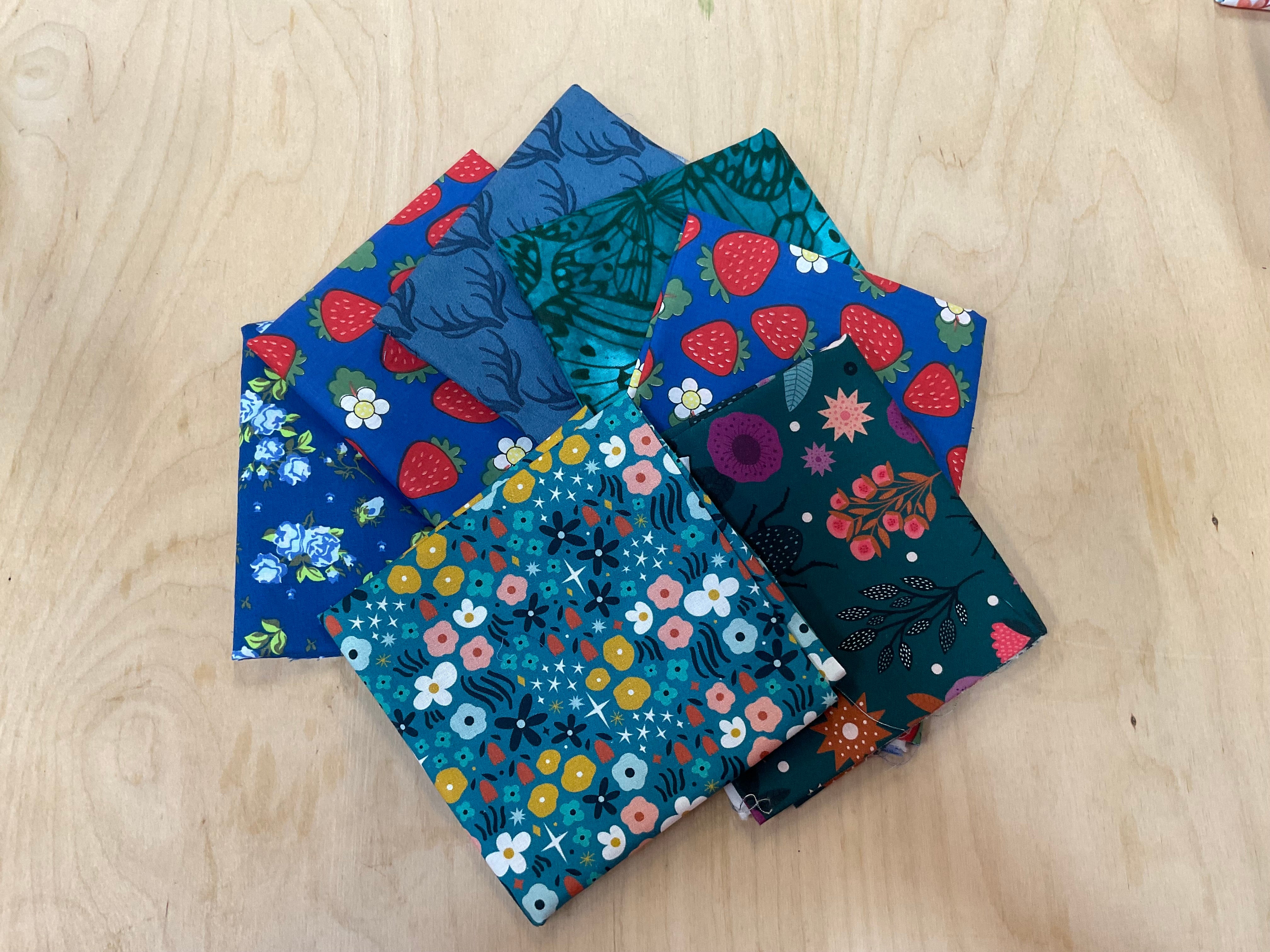 Petrol/Blues Cottons Fat Quarters Bundle