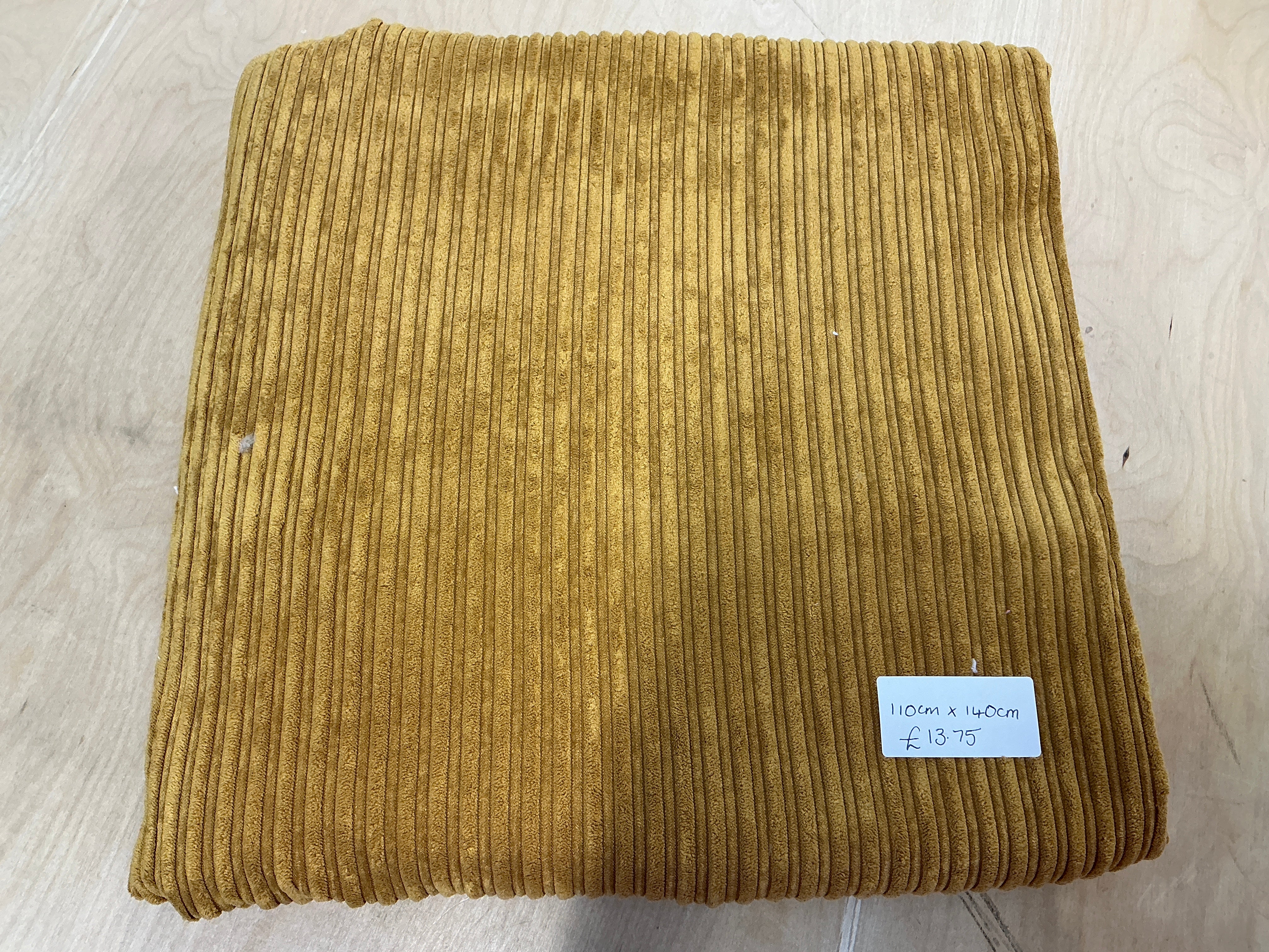 REMNANT - L110cm x W140cm Ocher Fleece Backed Ribcord - very soft