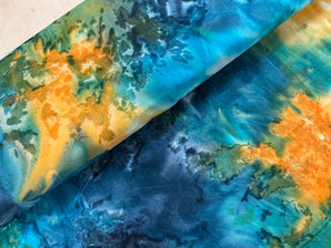 Turquoise and Yellow Cotton Batik